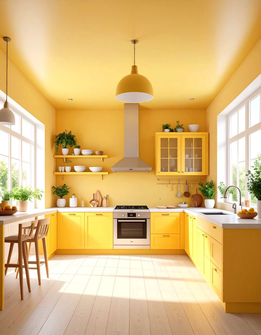 Give the Ceiling the Fifth Wall a Sunny Tint - 25 pale yellow kitchen ideas