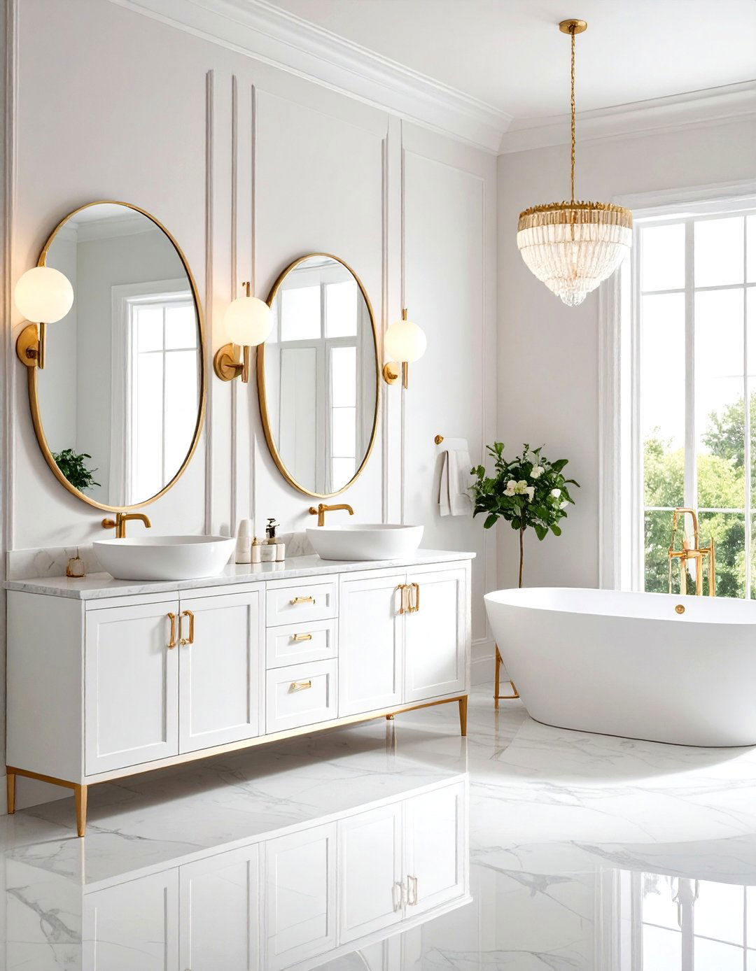 Glamorous Lighting with Opaline Globe Sconces - 25 art deco bathroom ideas