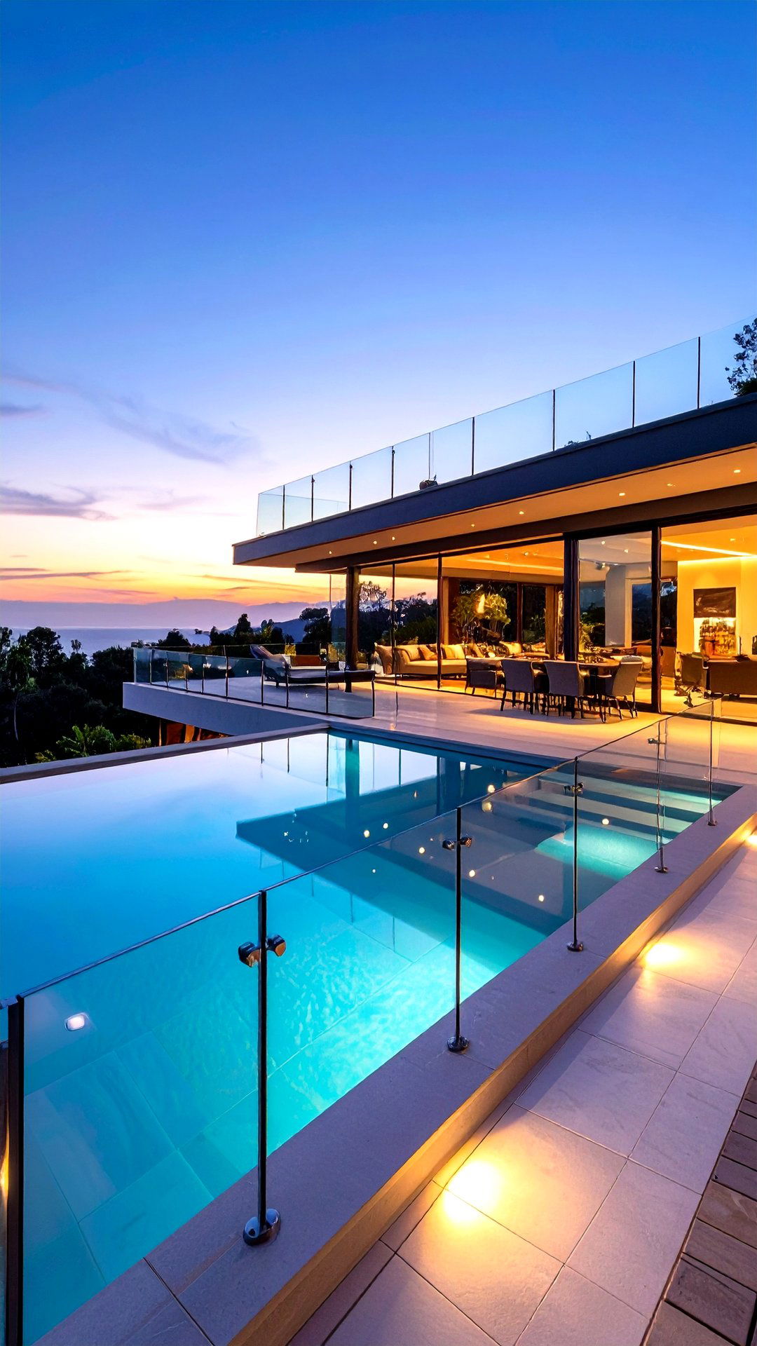 Glass Balustrade Panorama Walkway - 25 above ground pool walkway ideas