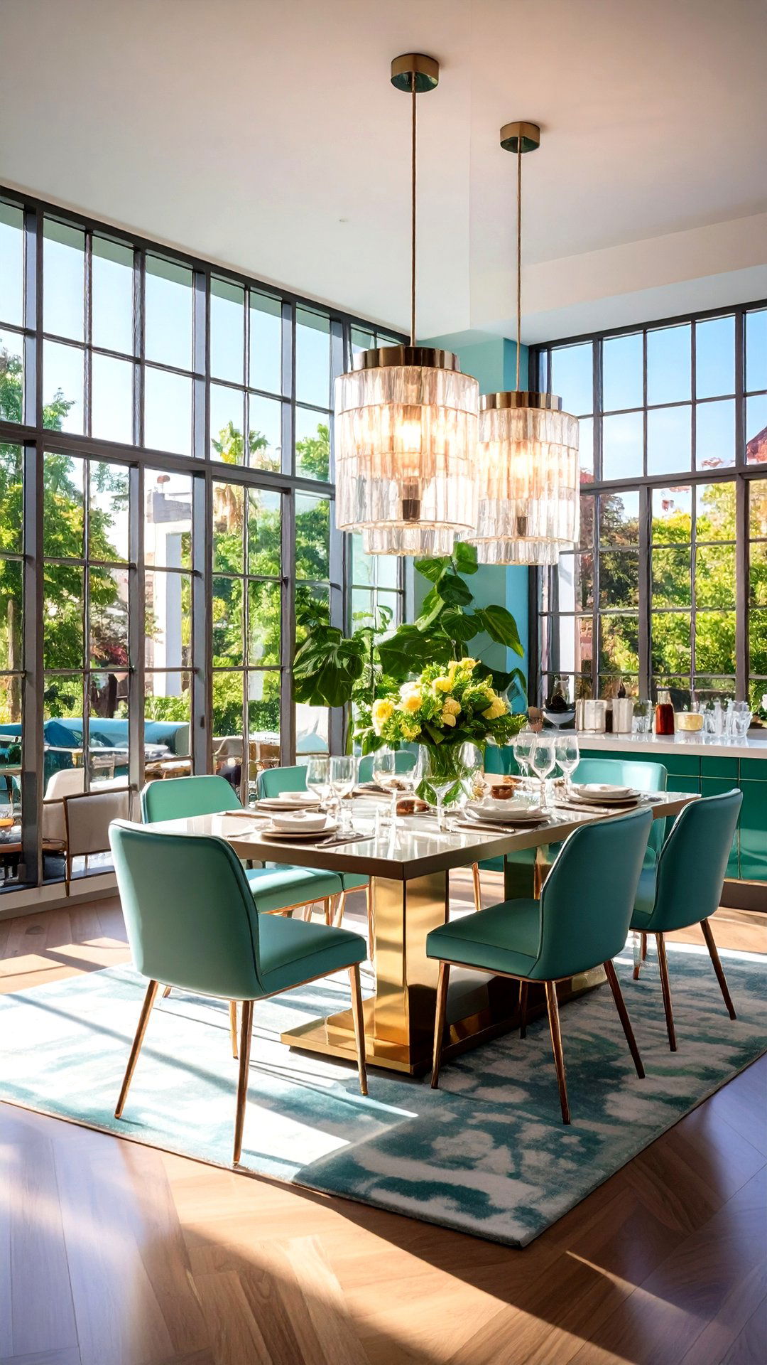 Glass Block Accents Add Retro Radiance to an Art Deco Dining Room - 25 art deco dining room ideas