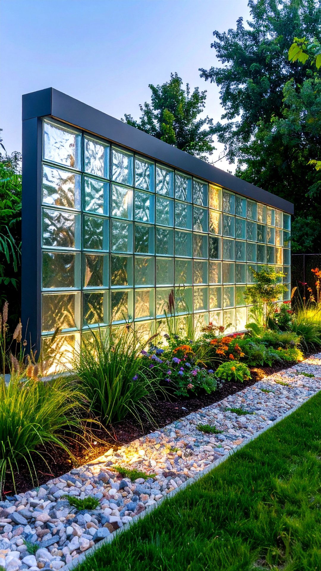 Glass Block Garden Wall for Translucent Screening - 25 garden wall ideas