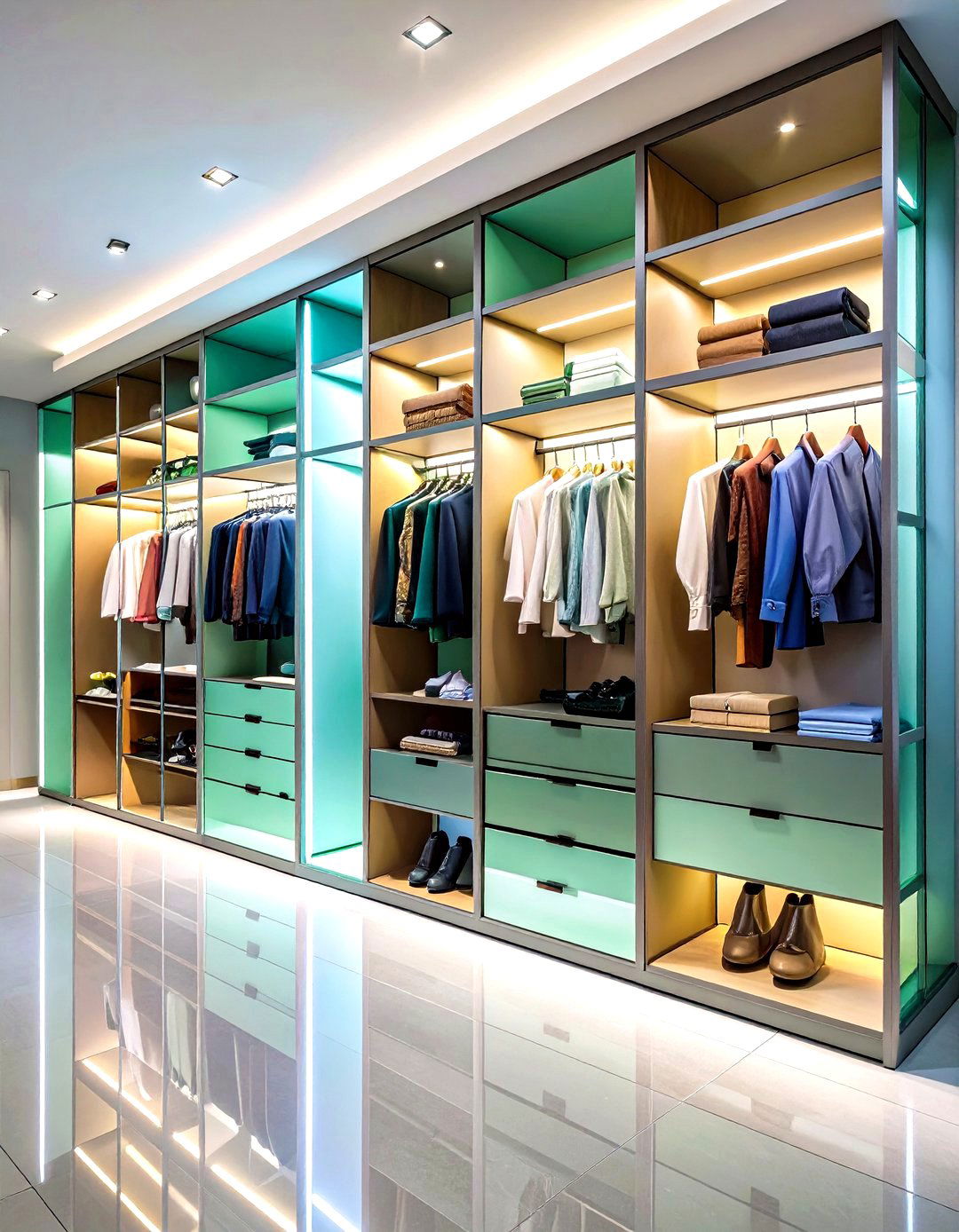 Glass Front Modules Modernize an Open Closet - 25 open closet ideas