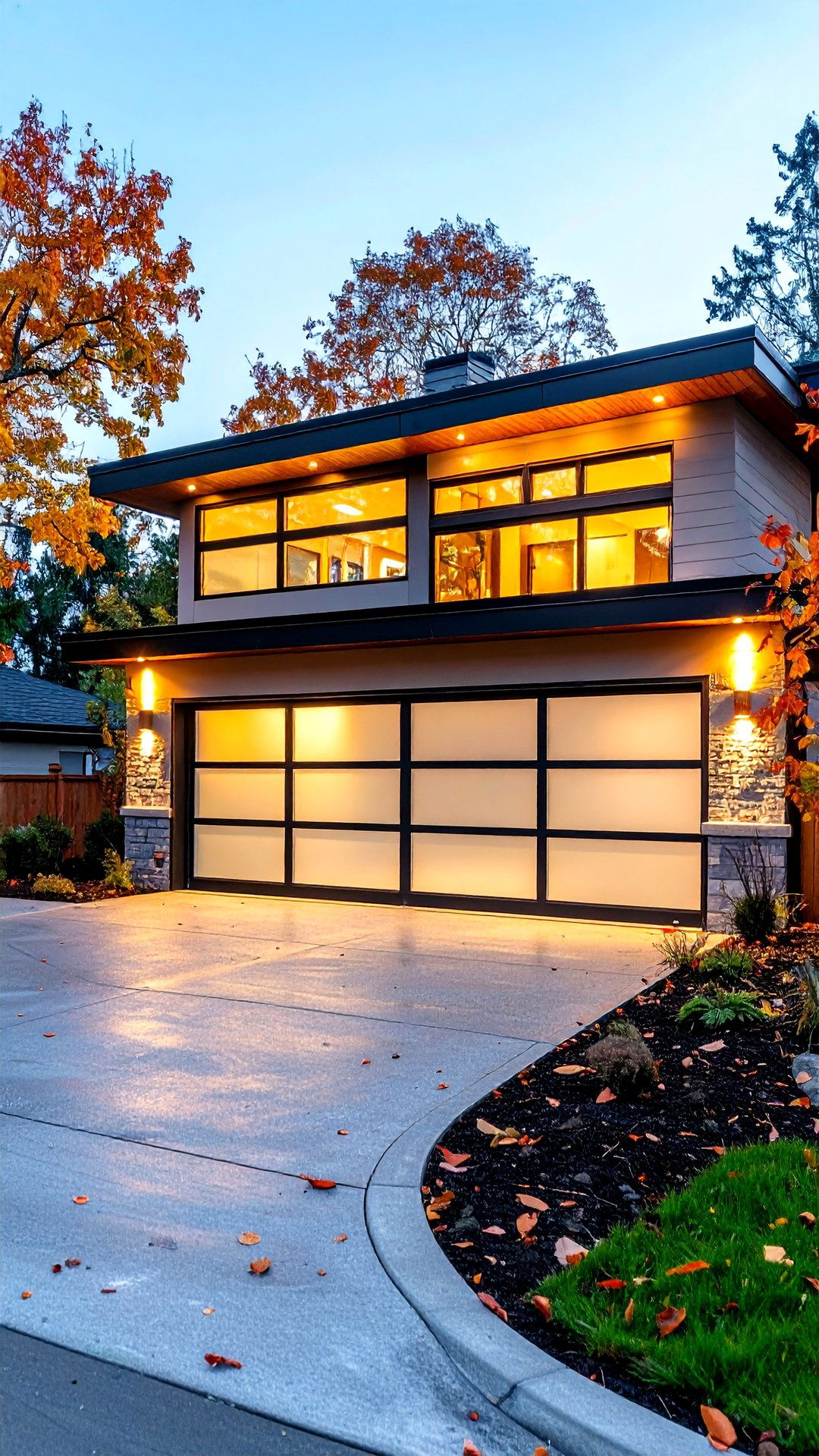 Glass Garage Doors Open Up the House Exterior - 25 aesthetic house exterior ideas