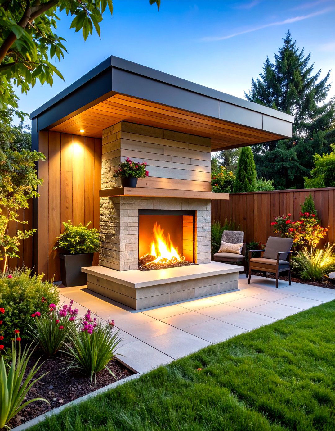 Glass Guard Rooftop Outdoor Fireplace Beats the Wind - 25 outdoor fireplace ideas