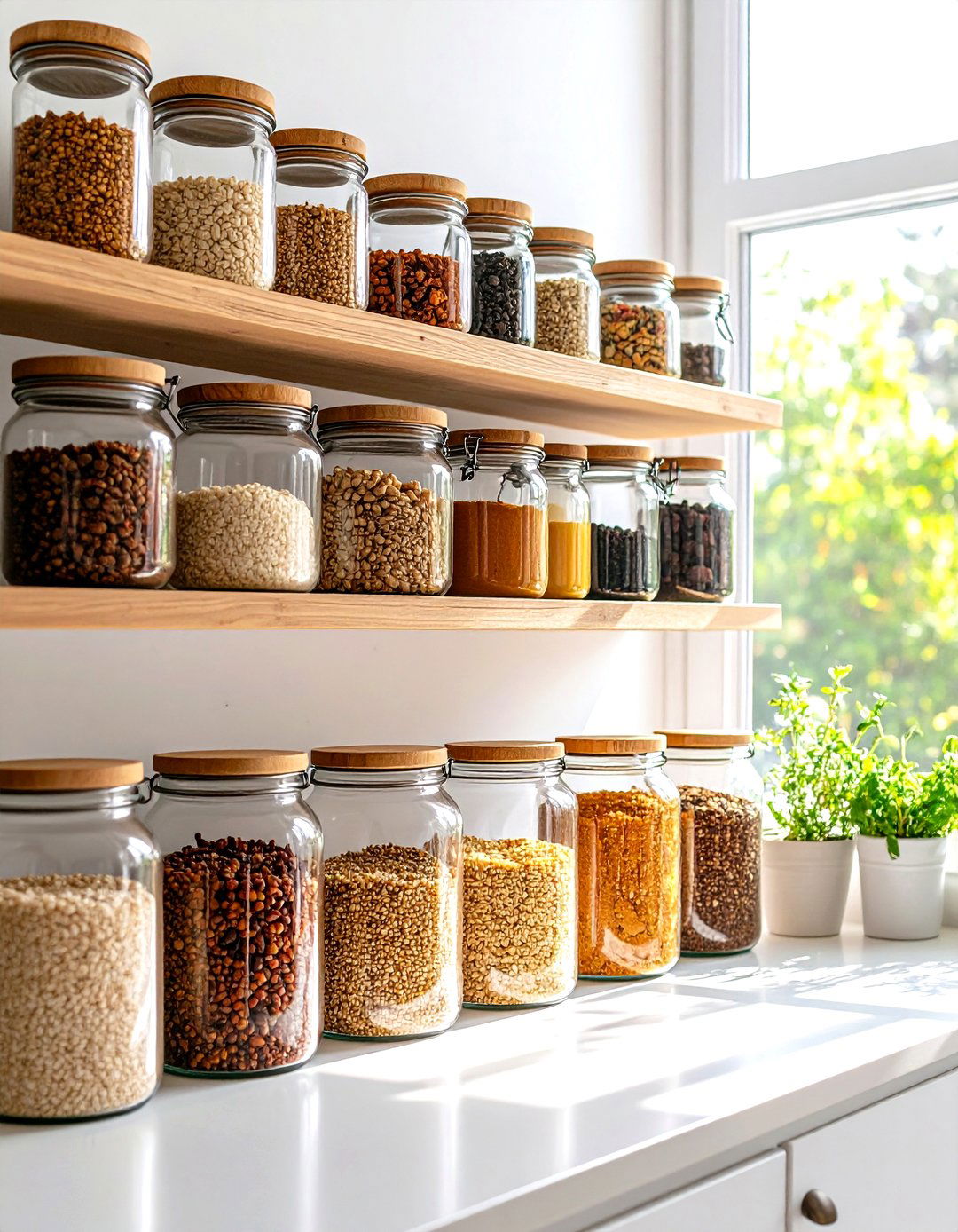 Glass Jar Pantry Organizes a Boho Kitchen Naturally - 25 boho kitchen ideas