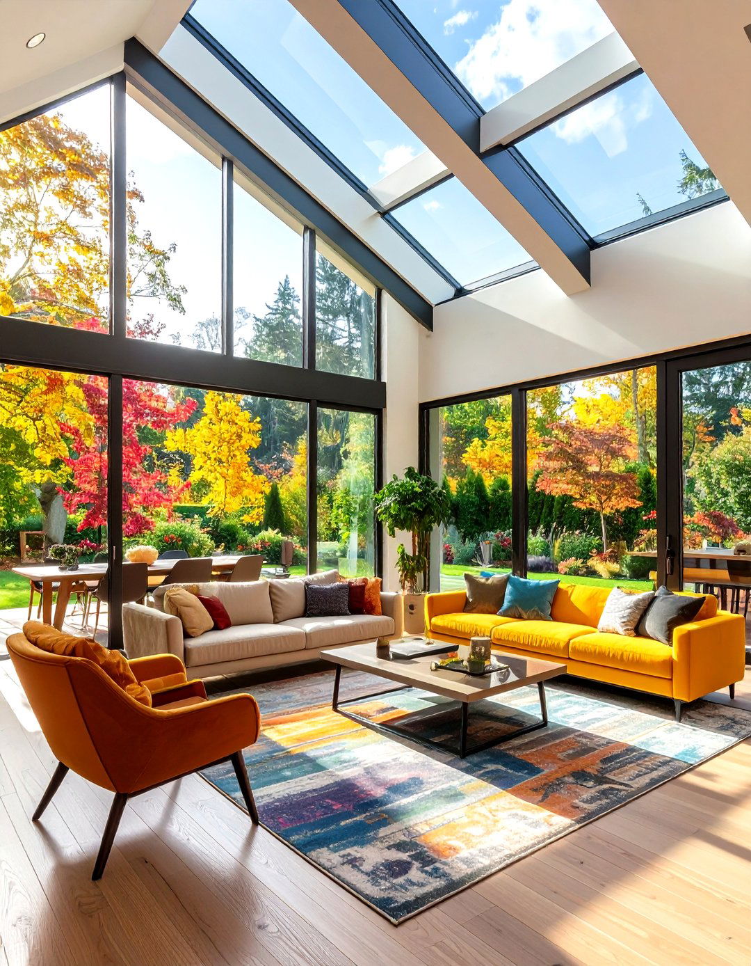 Glass Partition Walls To Maintain Openness - 25 open concept vaulted ceiling living room ideas