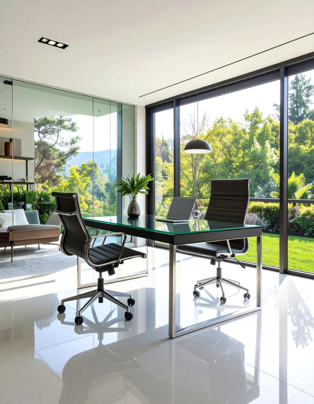 Glass Top Desk Keeps Office Guest Room Airy - 25 office guest room ideas