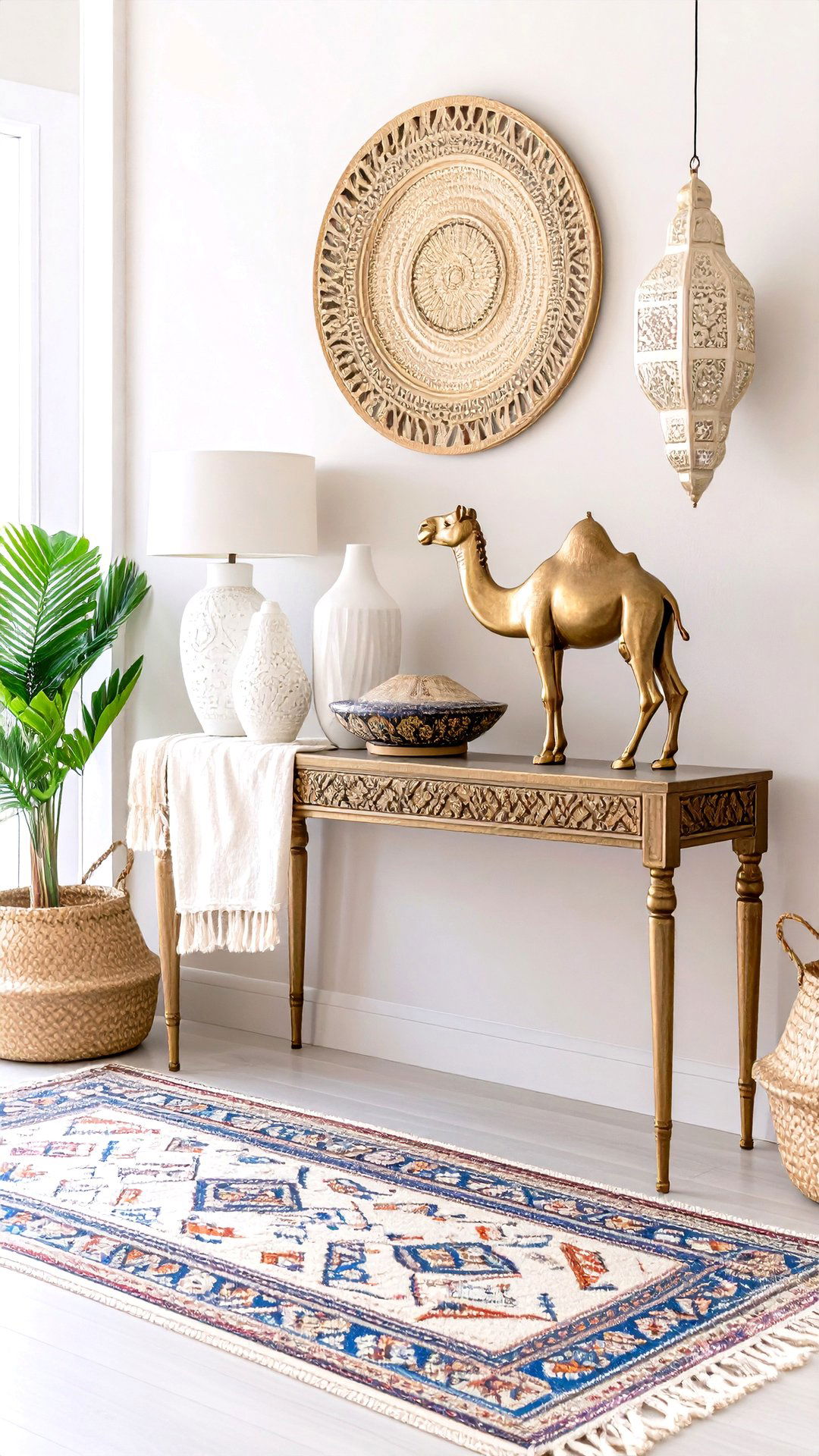 Global Textiles Across the Console Table Surface - 25 console table decor ideas