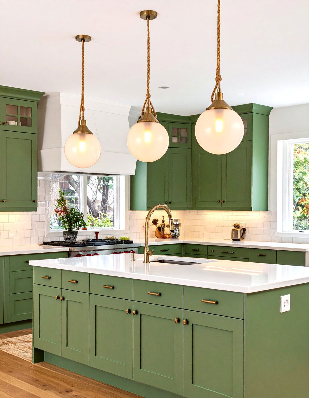 Globe Pendant Lights Cast a s Kitchen in Soft Glow - 25 70s kitchen ideas