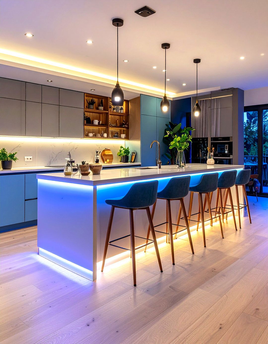 Glow From Below LED Breakfast Bar - 25 breakfast bar ideas
