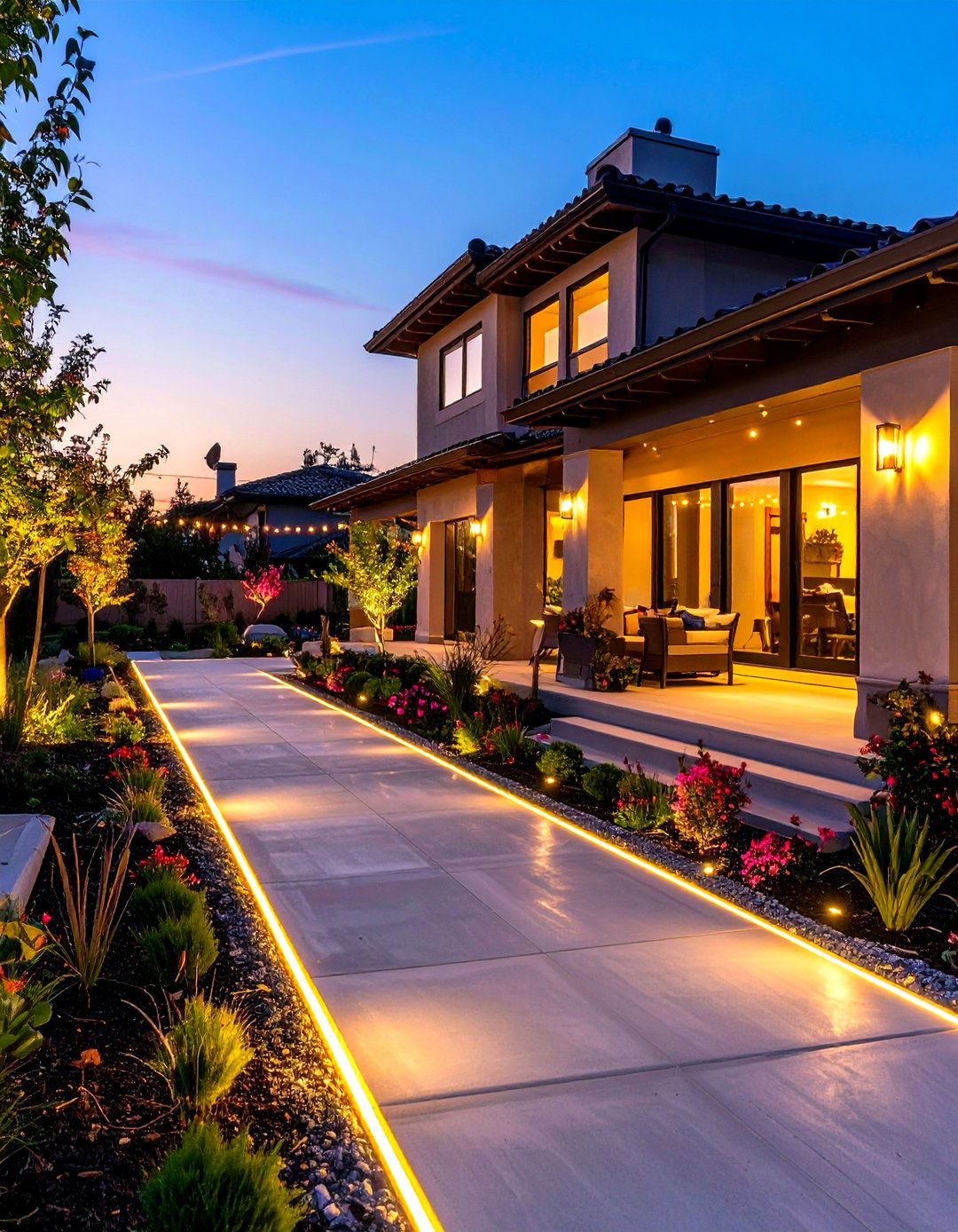 Glow in the Dark Accent Painted Concrete Patio - 25 painted concrete patio ideas