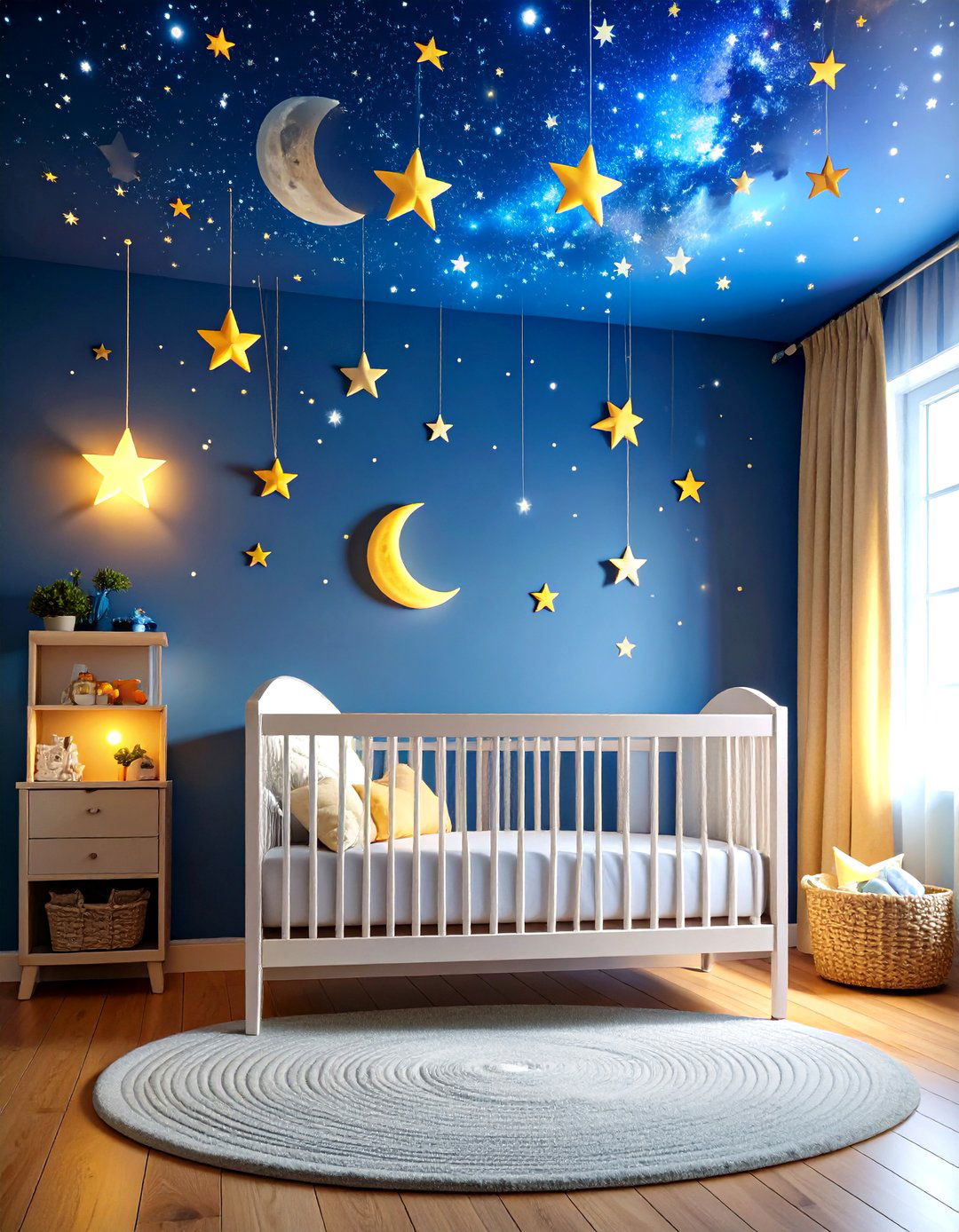 Glow in the Dark Starry Night Ceiling and Wall - 25 nursery wall decor ideas
