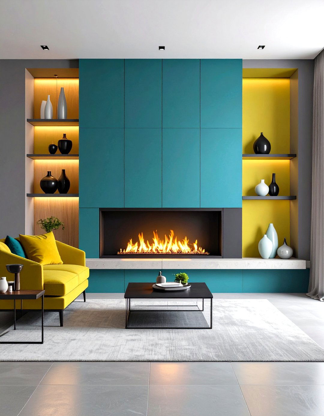 Go Ultra Modern with a Linear Gas Strip - 25 off-center fireplace ideas