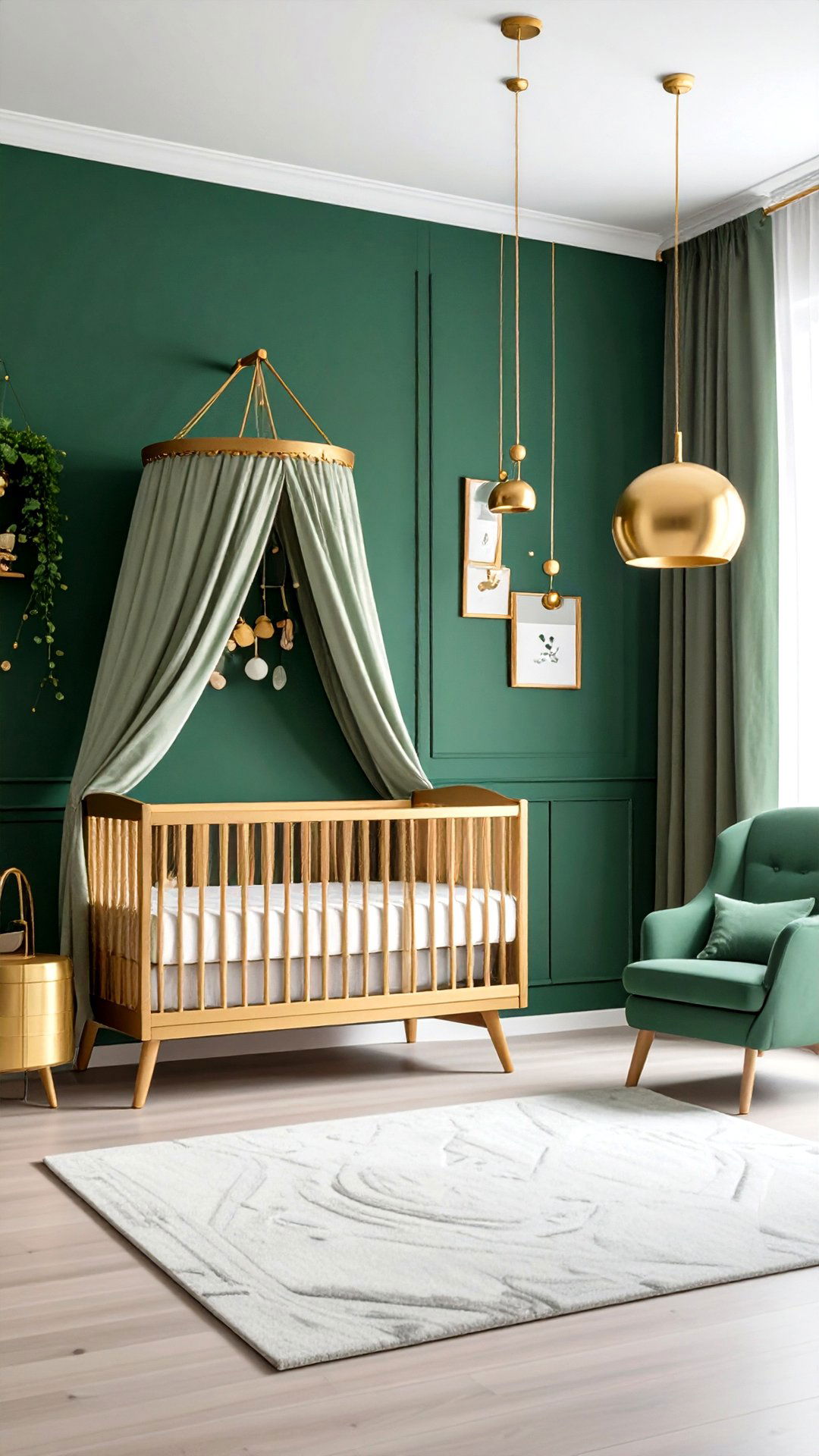 Gold and Green Nursery Luxe Contrast - 25 green nursery ideas