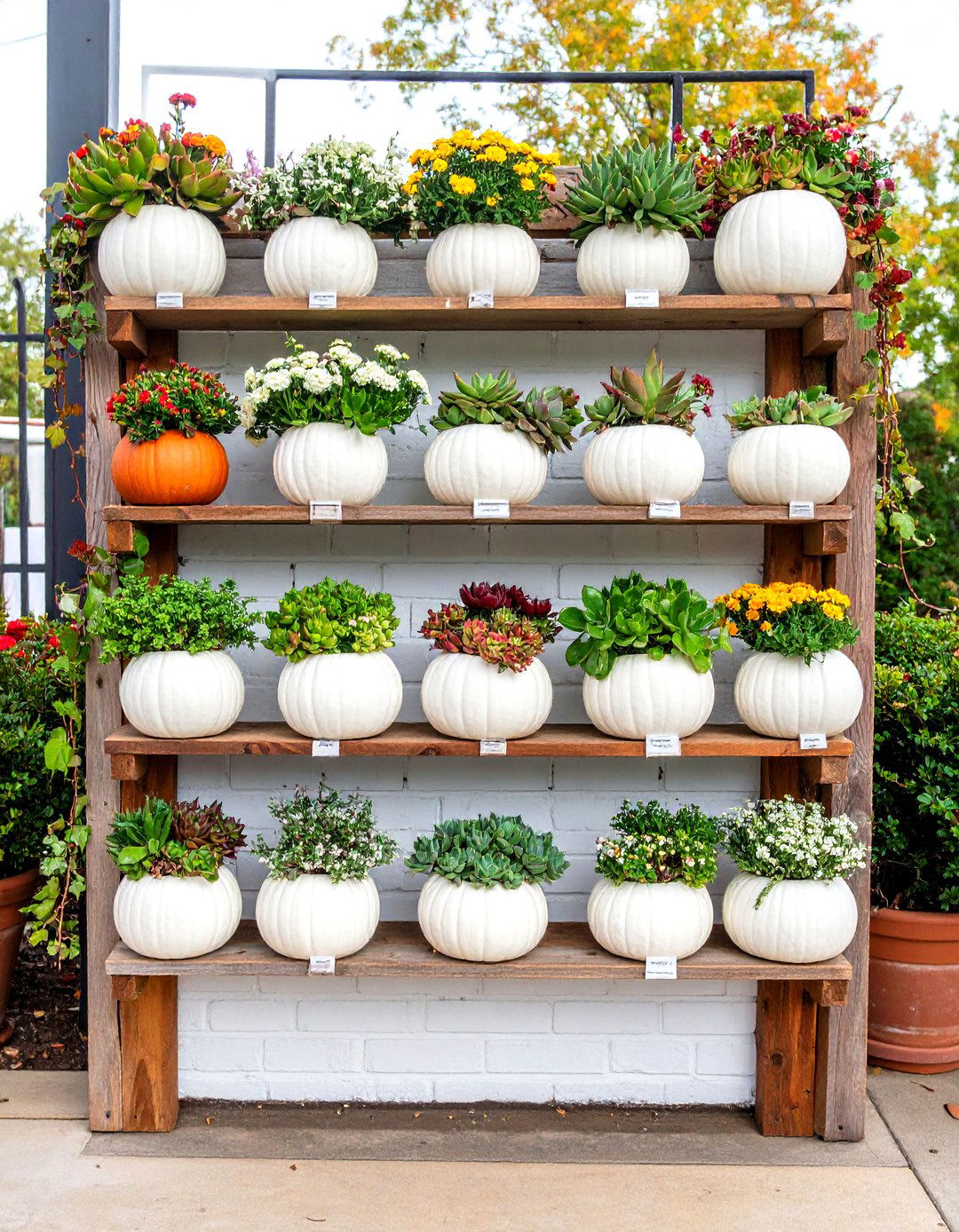 Gourd and Succulent Escort Wall Fall Wedding Decor - 25 fall wedding décor ideas