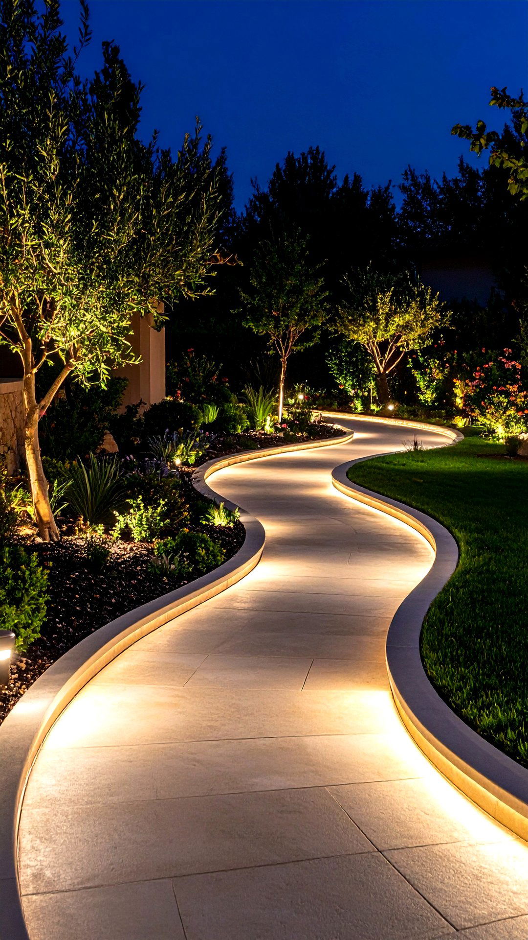 Graceful Curved Concrete Walkway - 25 concrete walkway ideas