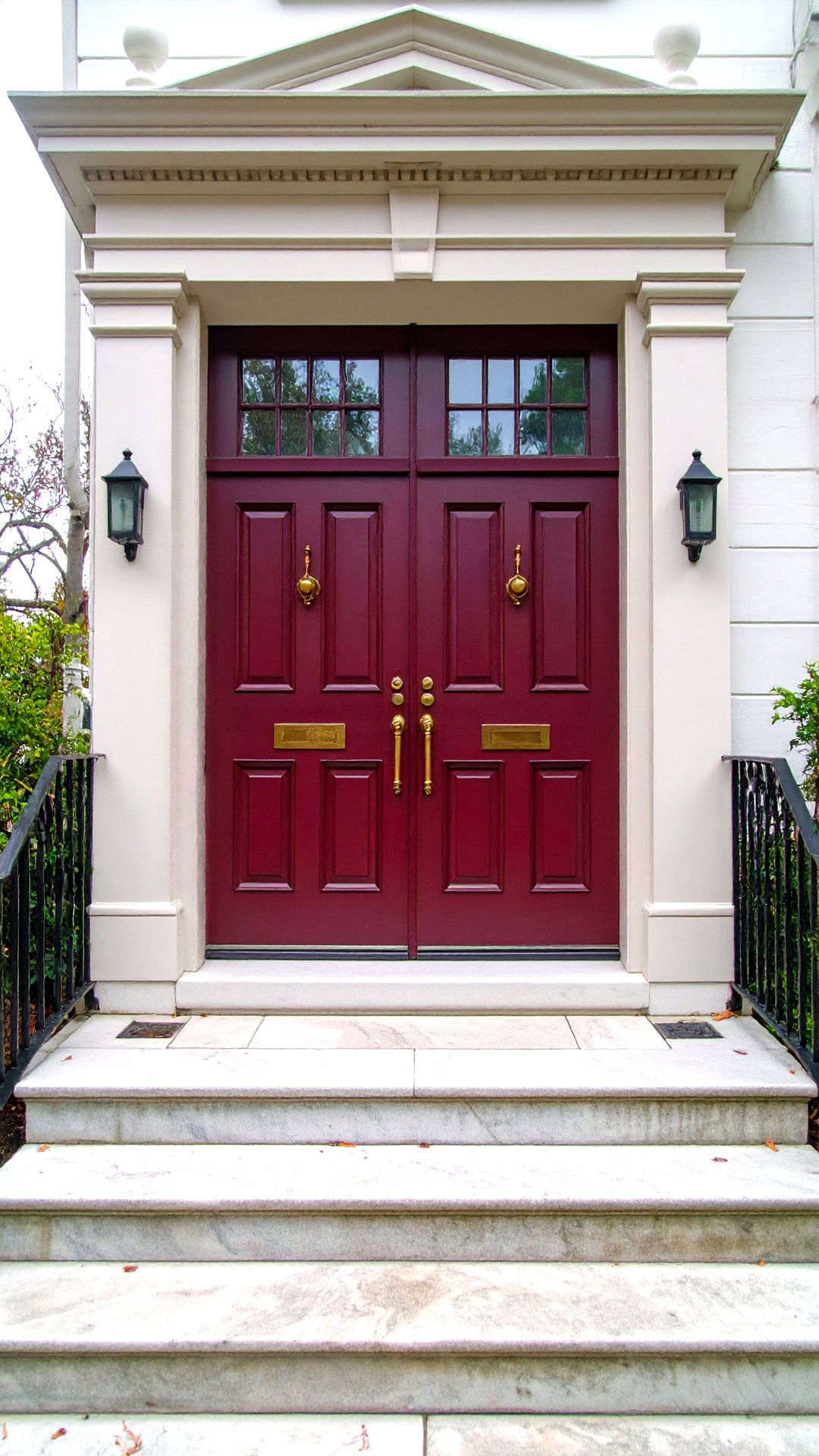 Grand Burgundy Double Doors - 25 burgundy front door ideas