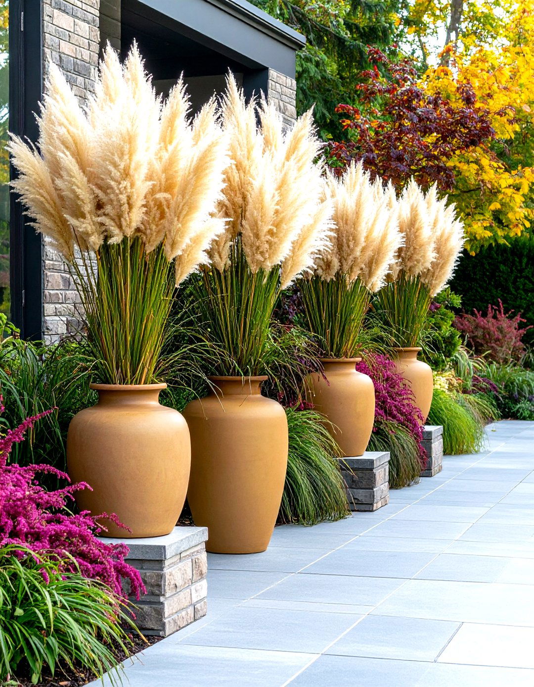Grand Entrance Urn Arrangements - 25 pampas grass wedding decor ideas
