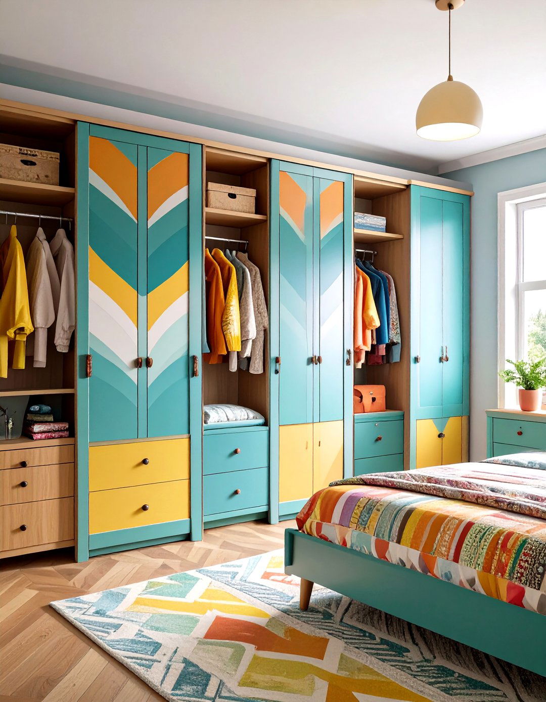 Graphic Sliding Closet Doors Refresh a s Bedroom - 25 60s bedroom ideas