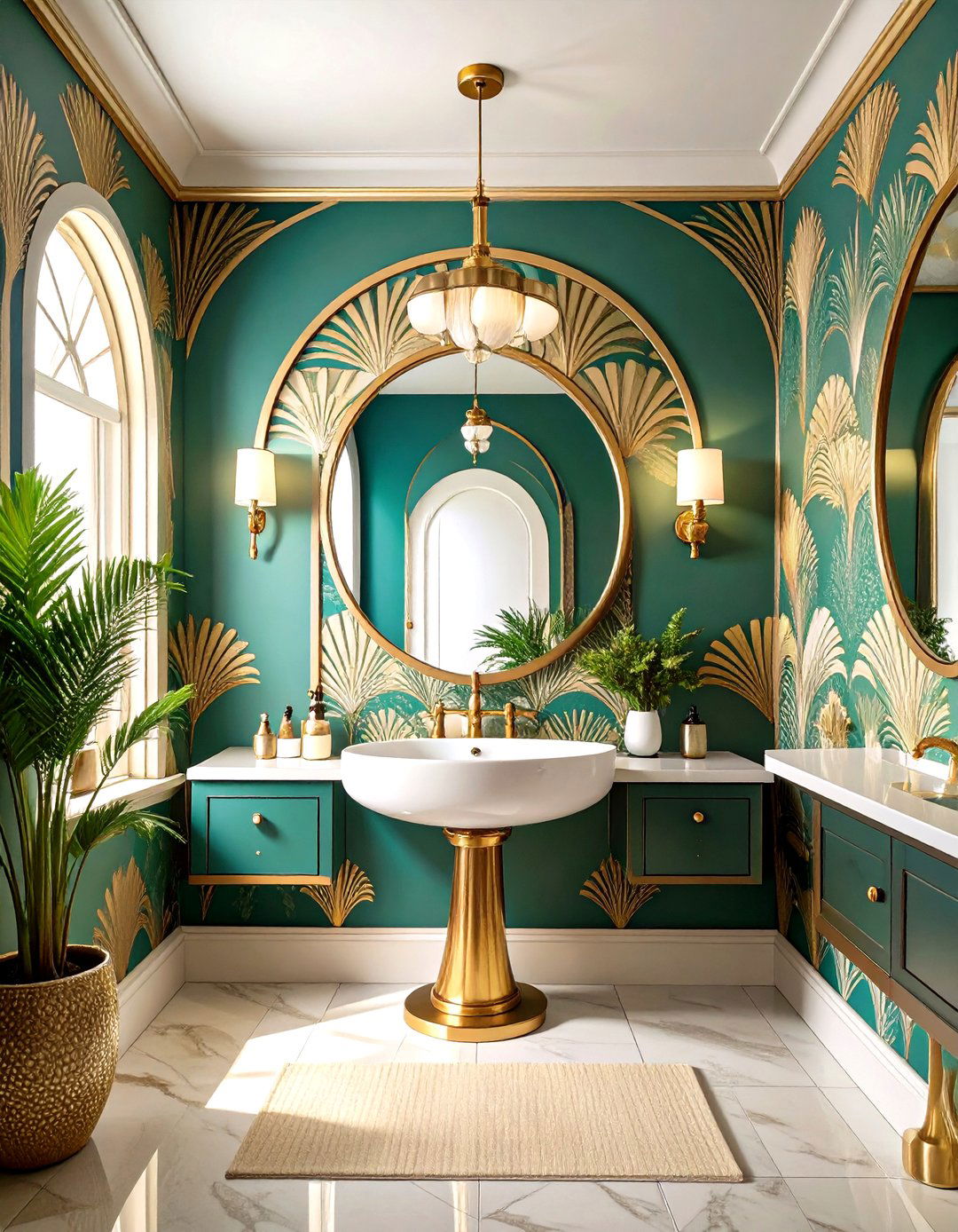Graphic Wallpaper for Deco Powder Rooms - 25 art deco bathroom ideas