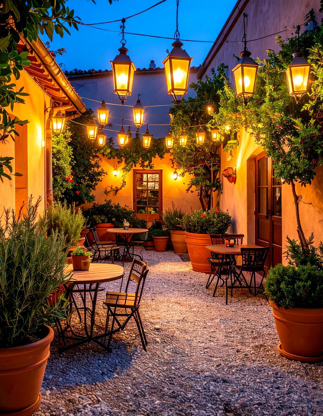 Gravel Courtyard Bistro Outdoor Living Space - 25 outdoor living space ideas