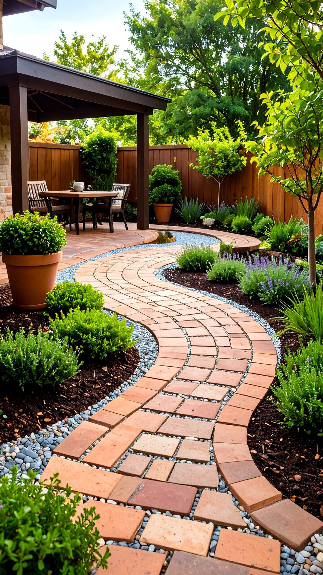 Gravel Inset Brick Patio for Permeable Beauty - 25 brick patio ideas