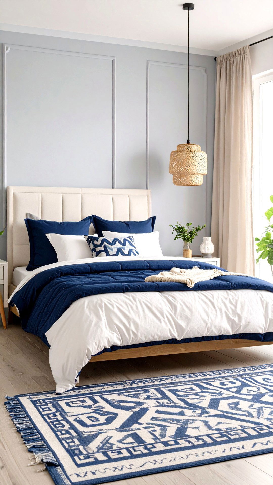 Greek Bedroom with Key Pattern Linens - 25 greek bedroom design ideas