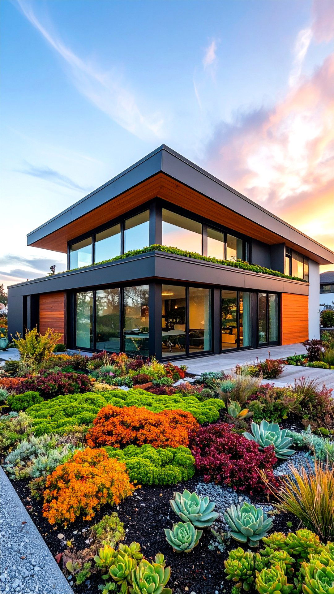 Green Roof Edge Stripe - 25 minimalist house exterior ideas