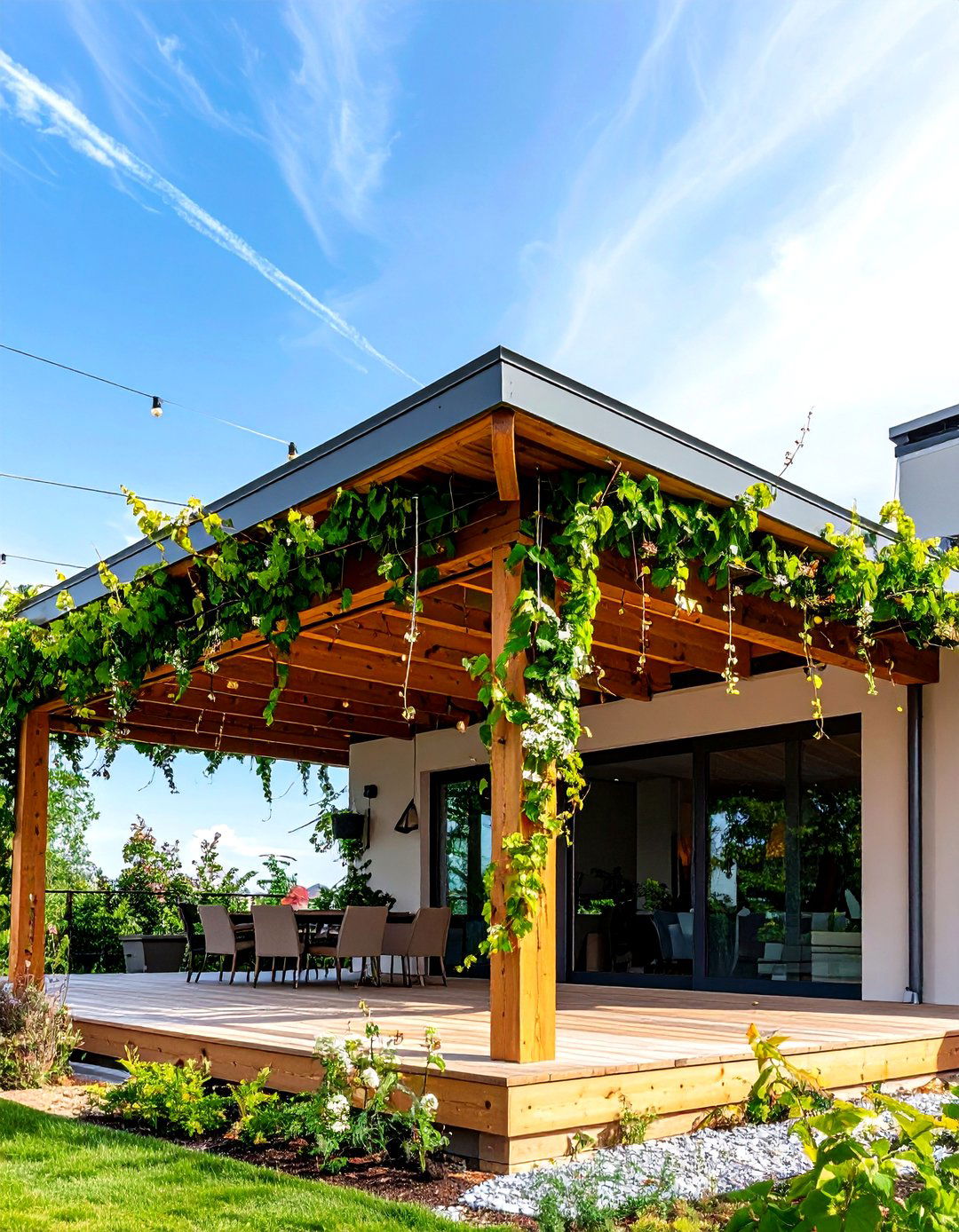 Green Roof Gable with Climbing Vines - 25 gable patio roof design ideas