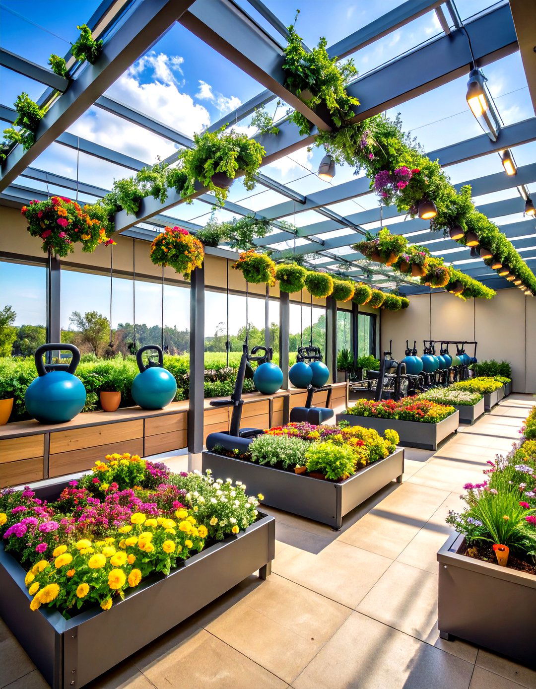 Green Roof Outdoor Gym With Planter Boxes - 25 outdoor gym ideas
