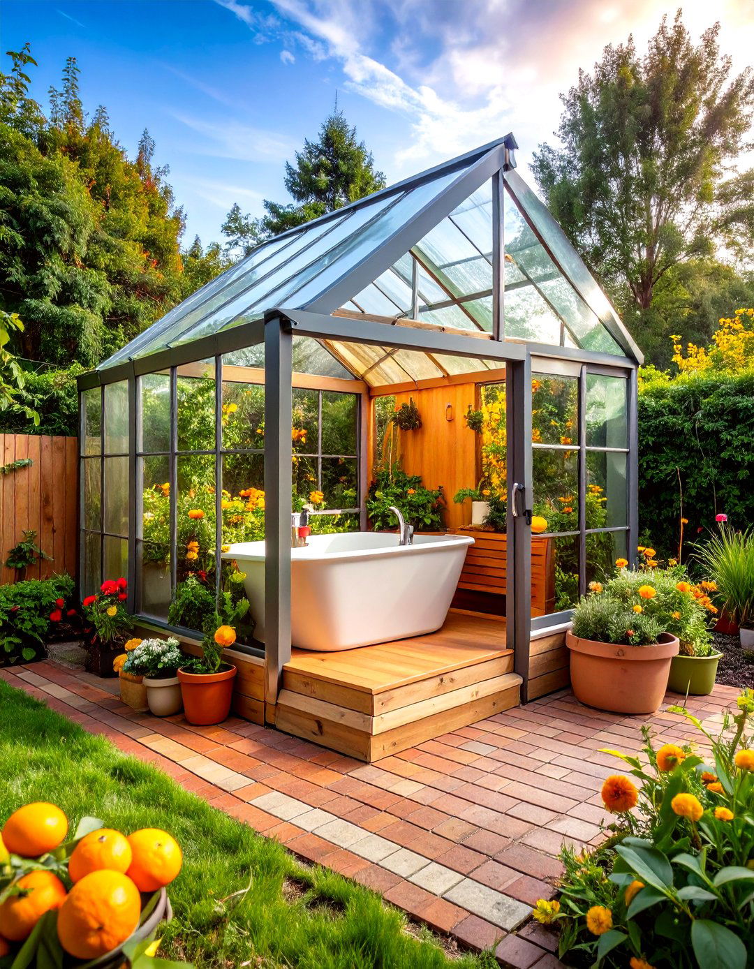 Greenhouse Shell Bathing Nook - 25 outdoor bathroom ideas
