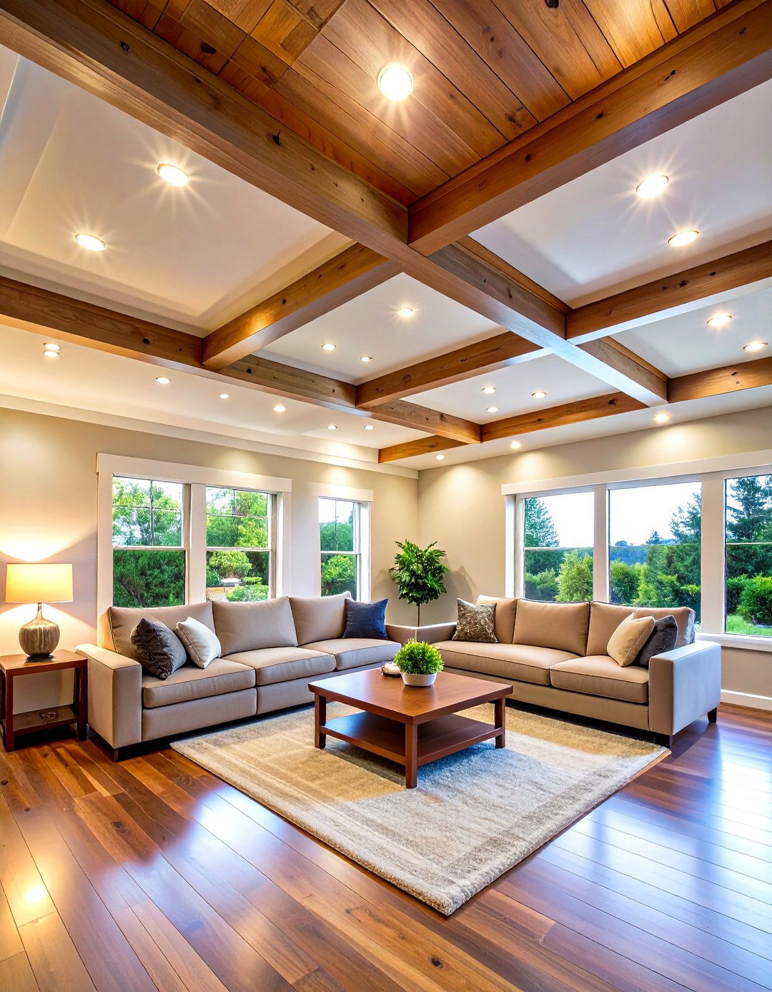 Grid of Recessed LED Downlights Brightens the Basement Ceiling - 25 basement lighting ideas