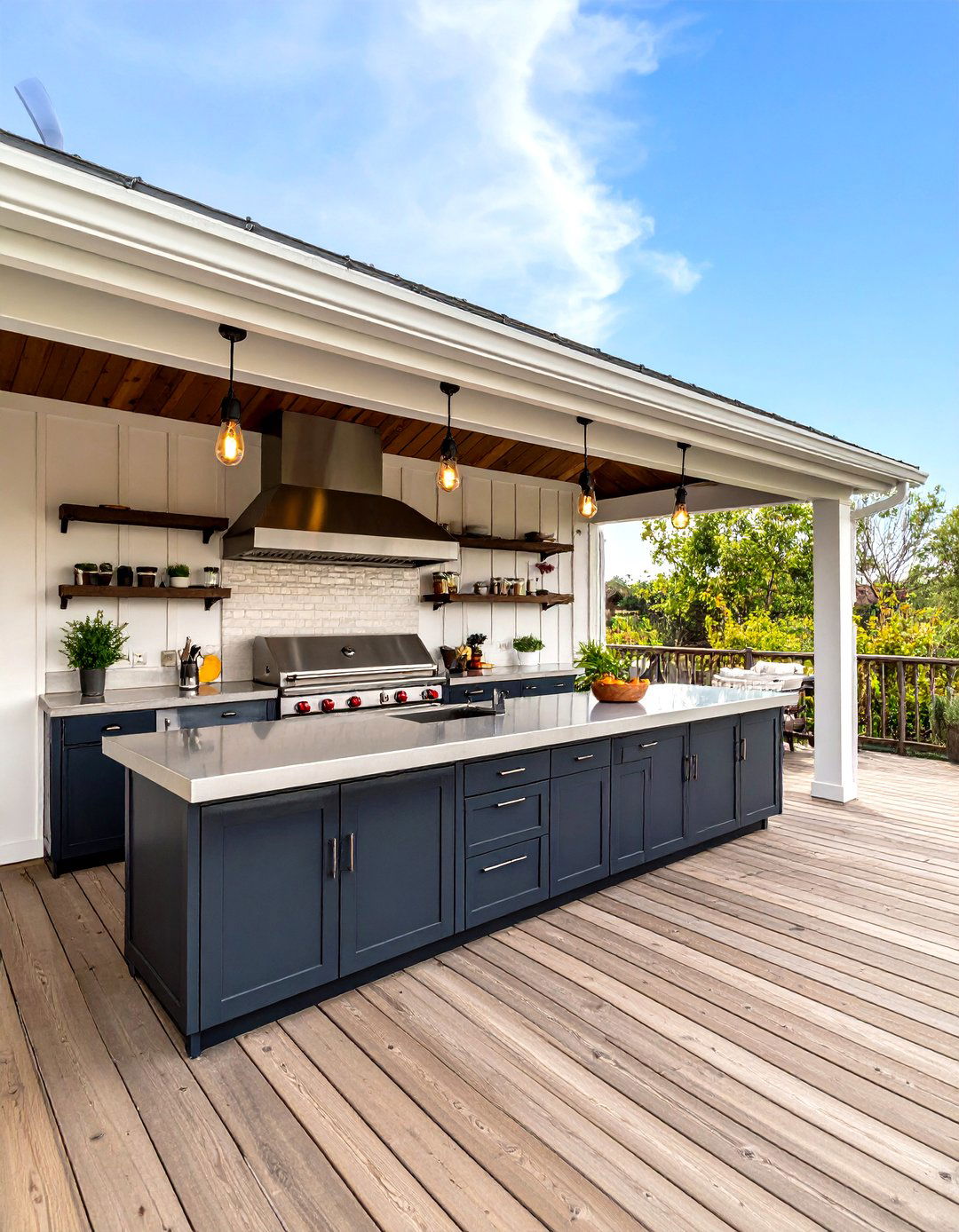 Grill Station with Covered Deck Prep Area - 25 partially covered deck ideas