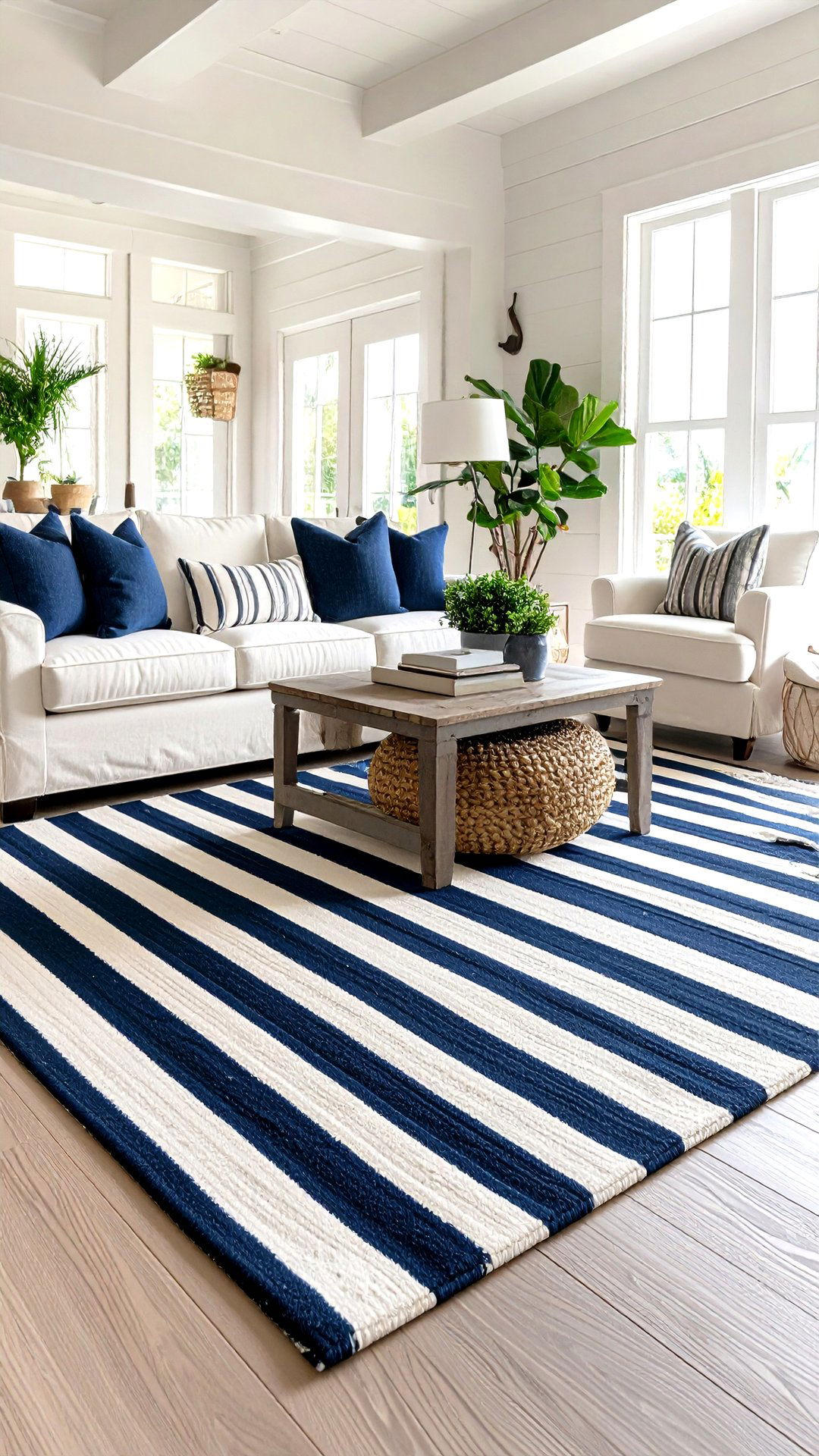 Ground the Room With a Classic Stripe - 25 coastal living room ideas