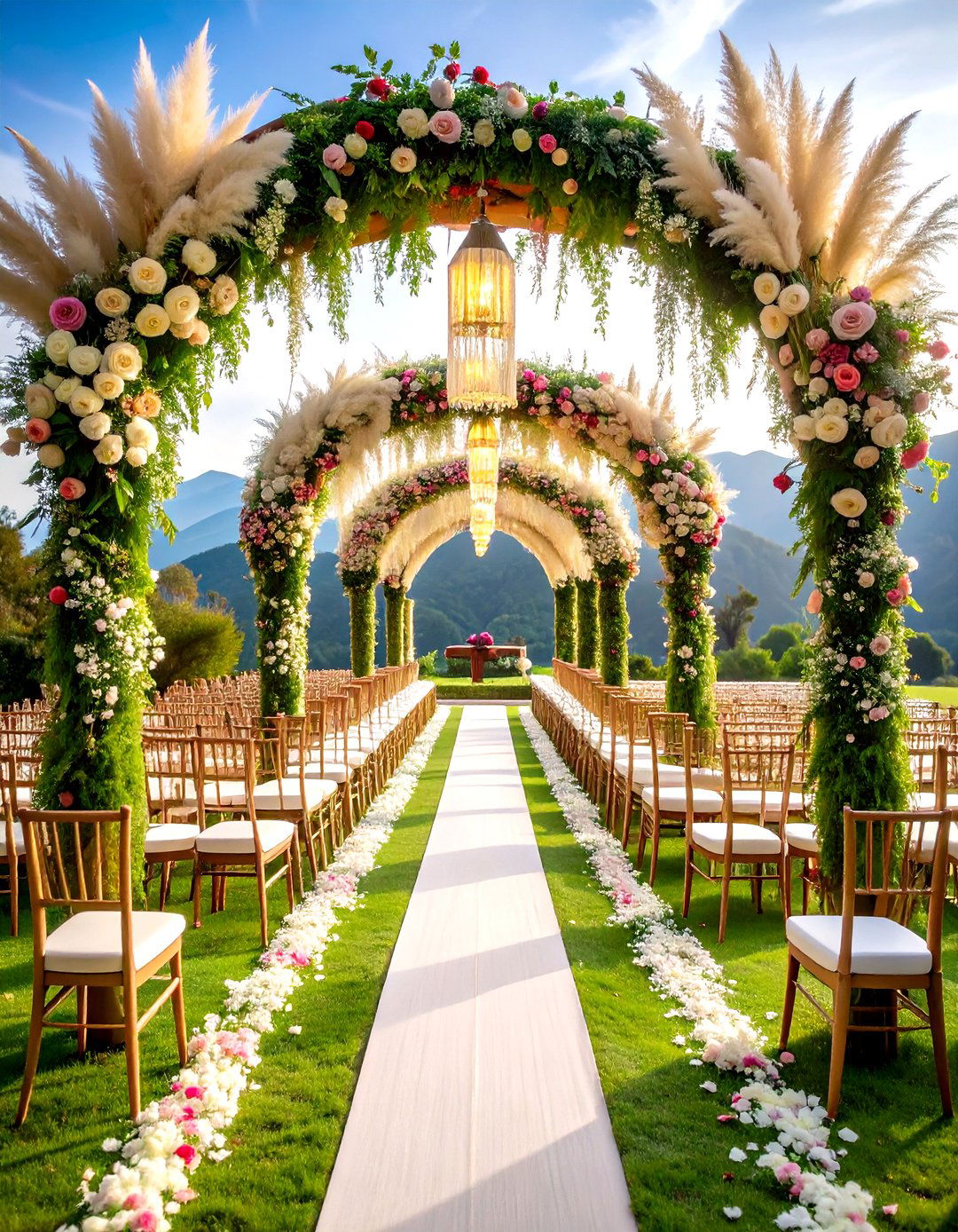 Grounded Pampas Meadow Aisle - 25 pampas grass wedding decor ideas
