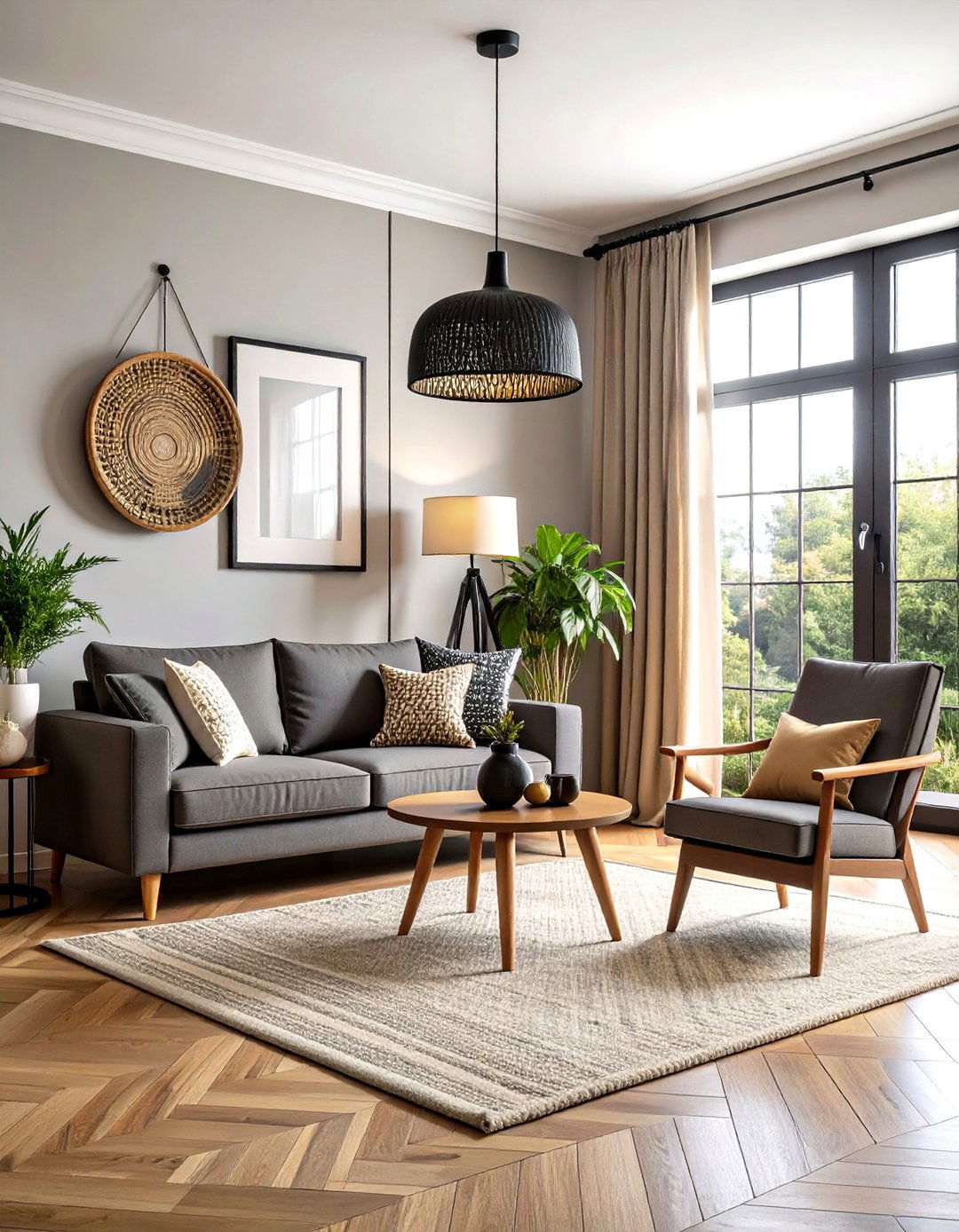 Grounding a Neutral Living Room with Black Accents - 25 neutral living room ideas