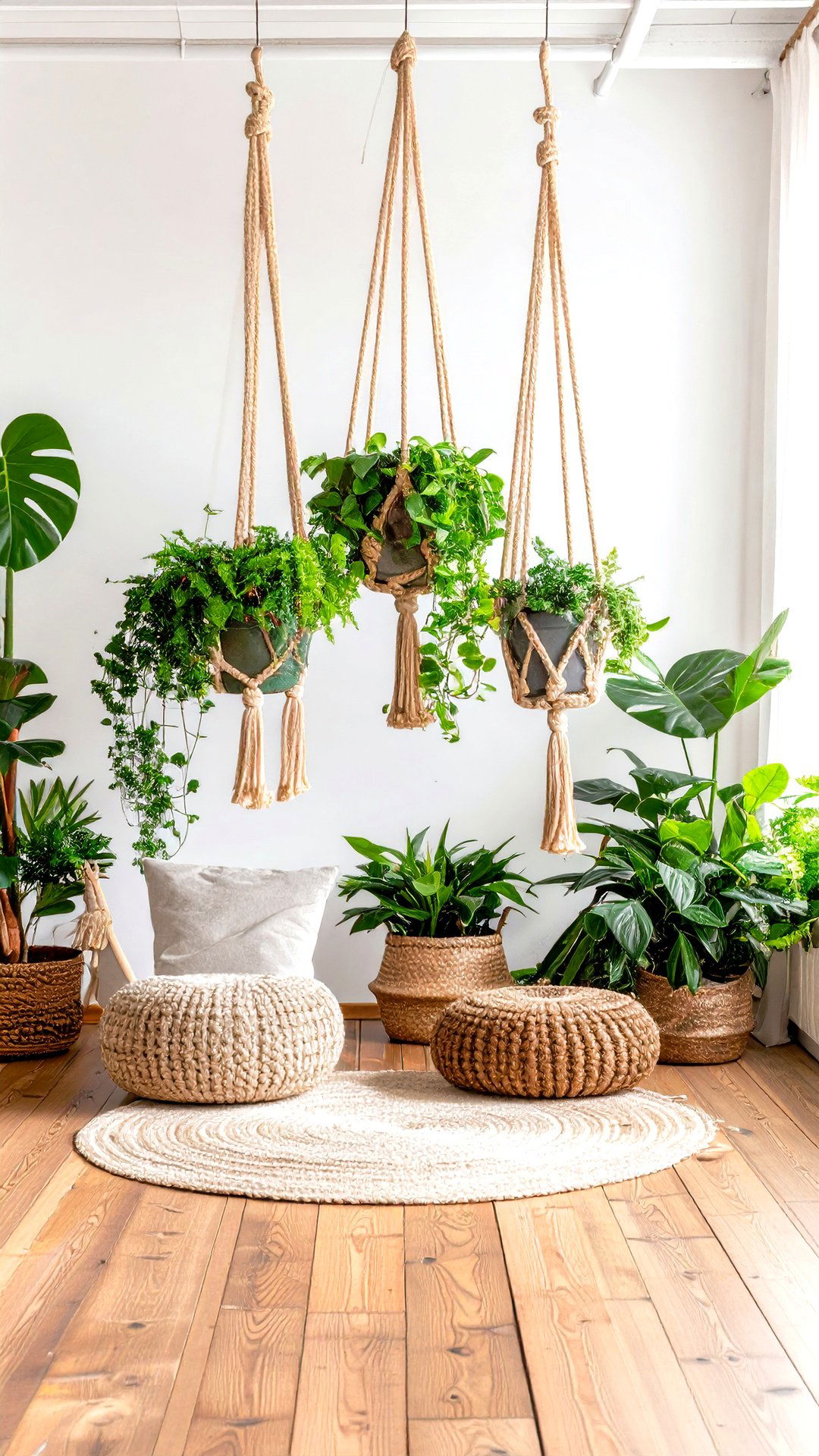 Grow a Macrame Plant Jungle in the Boho Living Room Corner - 25 colorful boho living room ideas