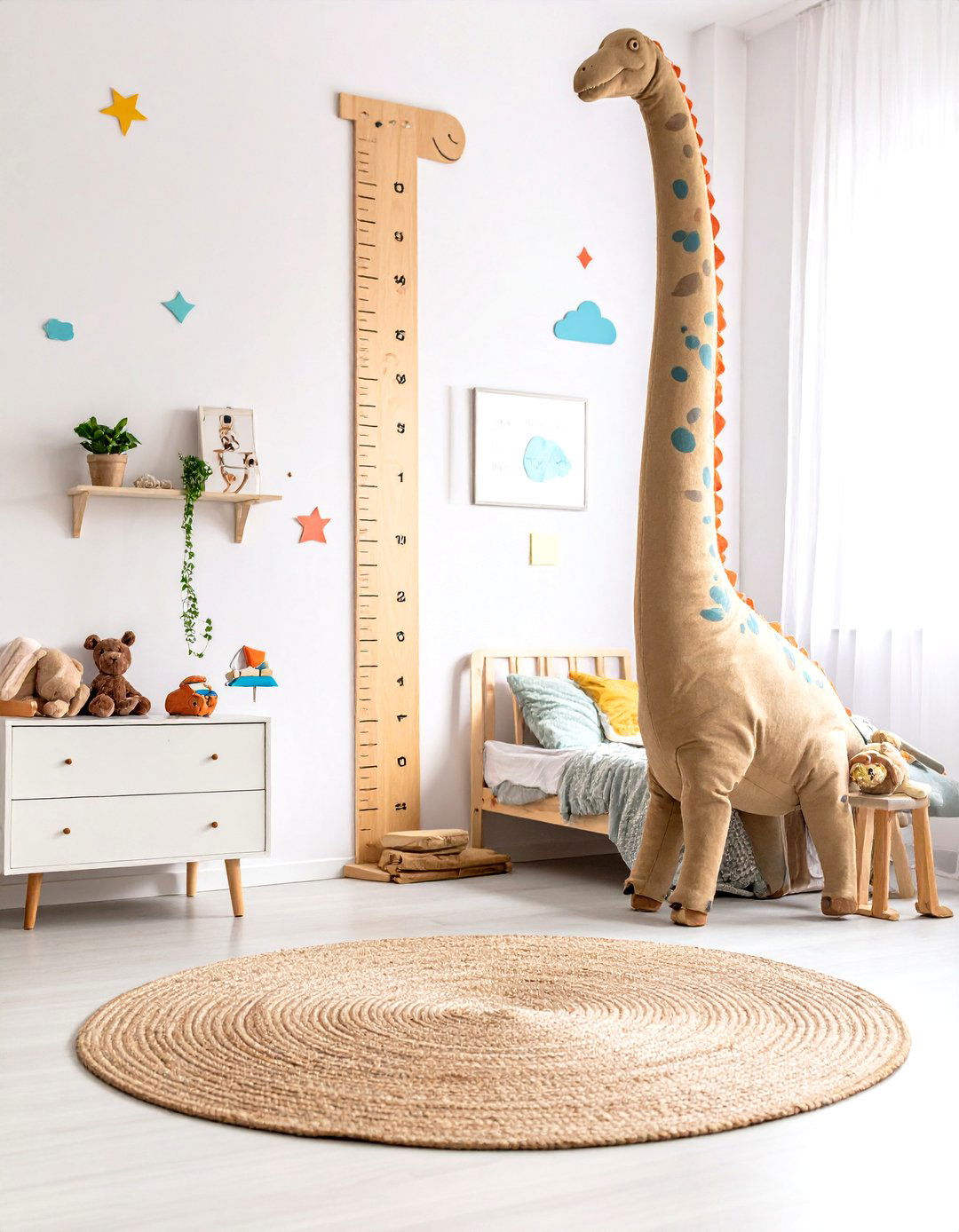 Growth Chart as a Sauropod Neck - 25 dinosaur-themed kids' room ideas
