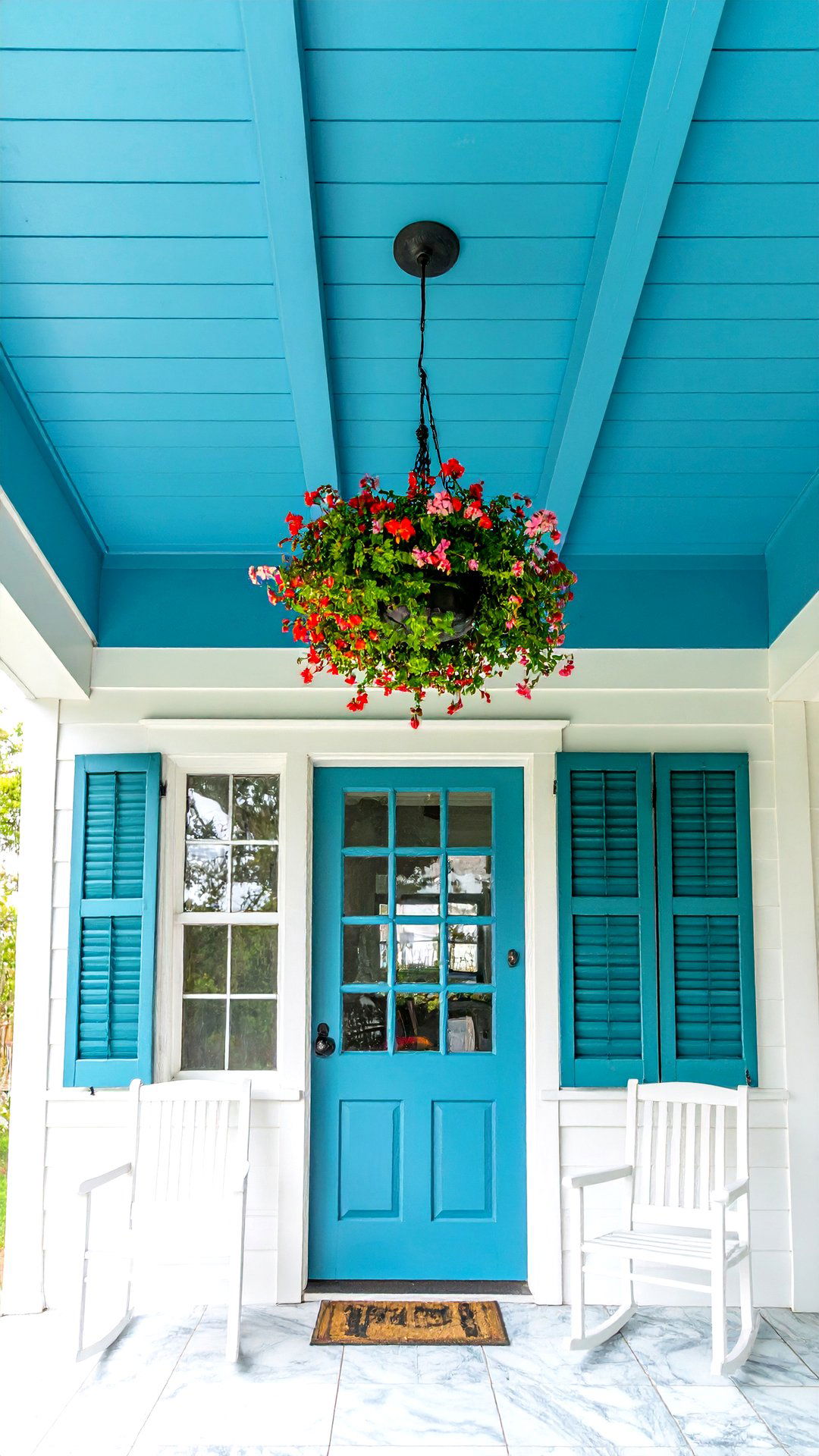 Haint Blue Ceilings Chase Spirits and Wasps Away - 25 colonial front porch ideas