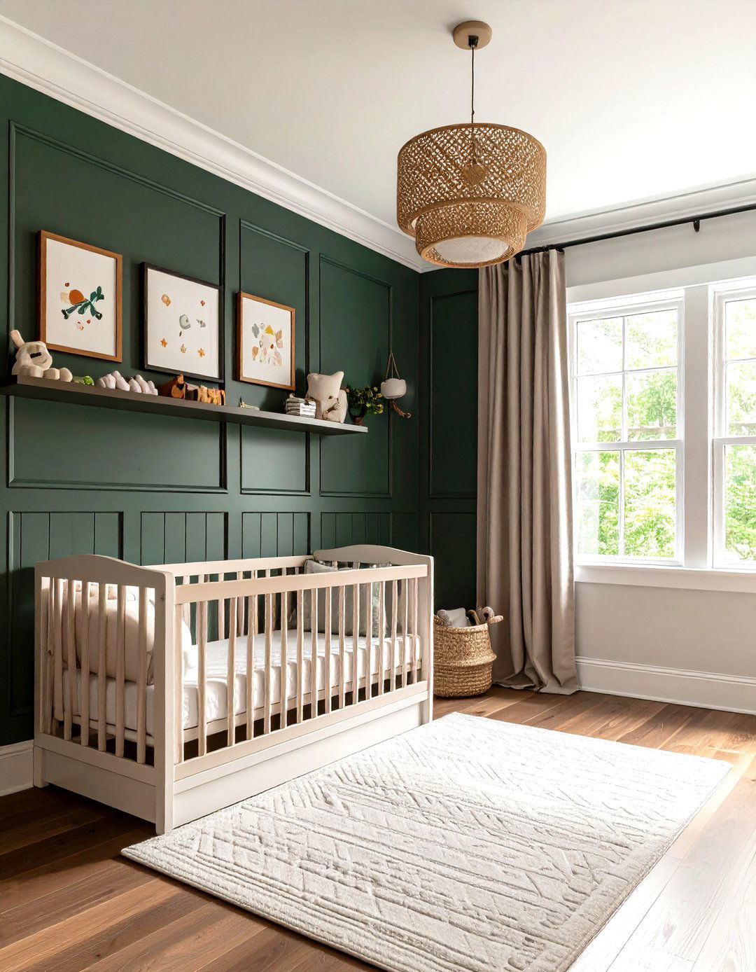 Half Height Paneling for Growth Flexibility - 25 dark green nursery ideas