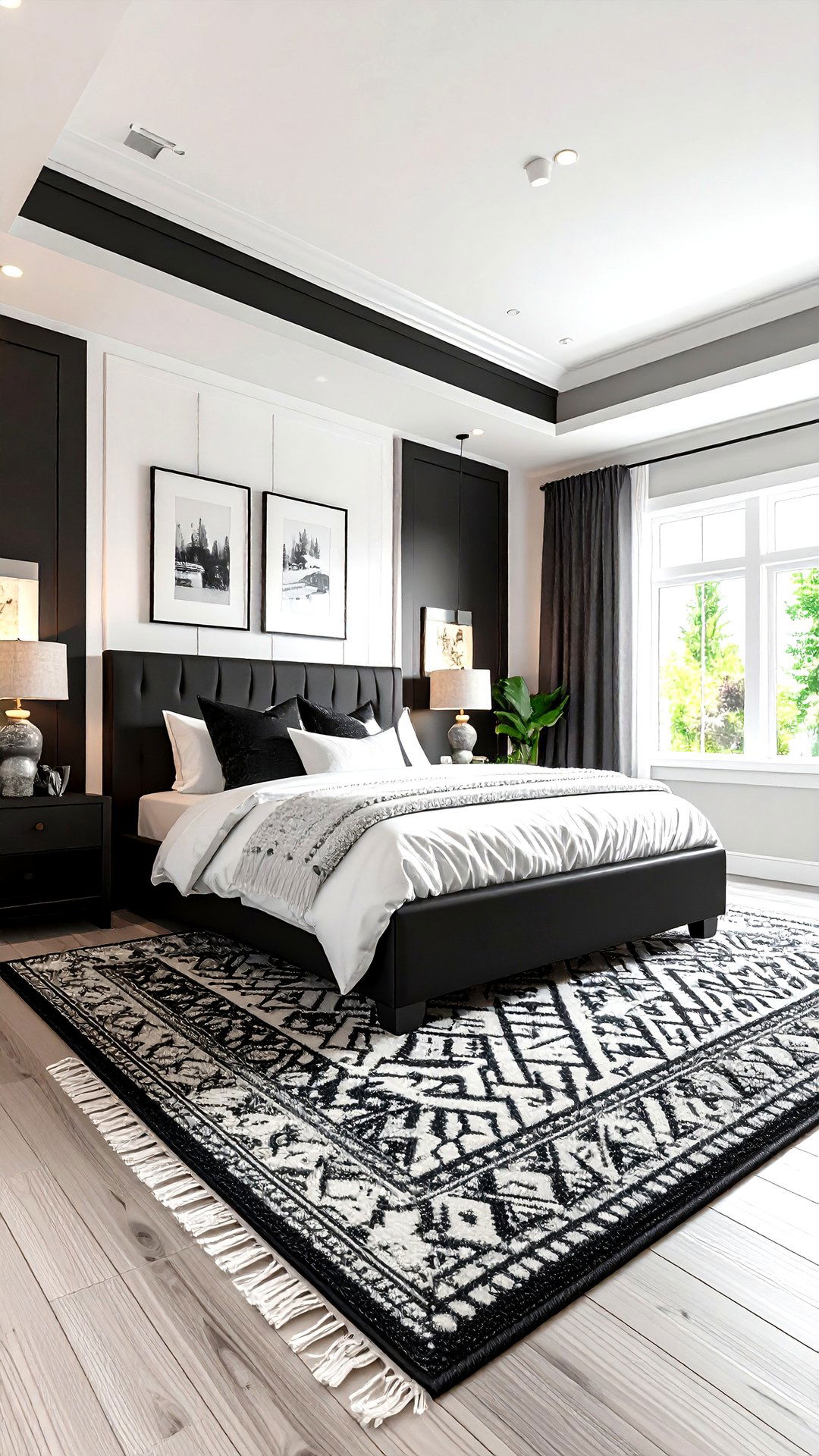 Half Wall Contrast - 25 black accent wall bedroom ideas