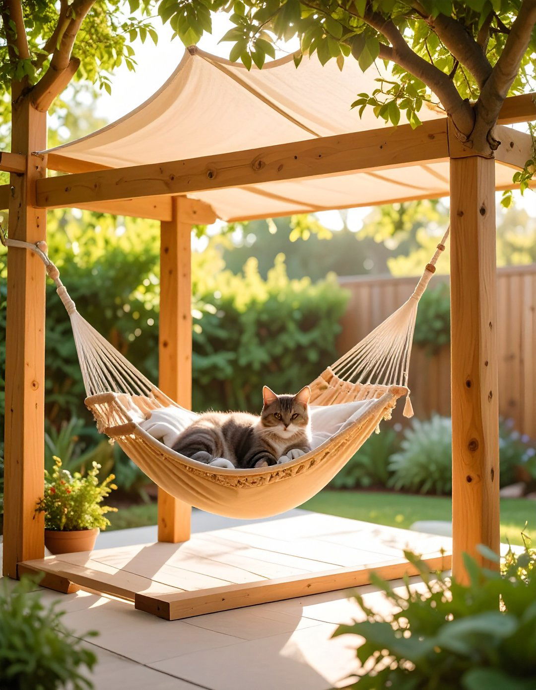 Hammock Station Outdoor Cat Tree - 25 outdoor cat tree ideas