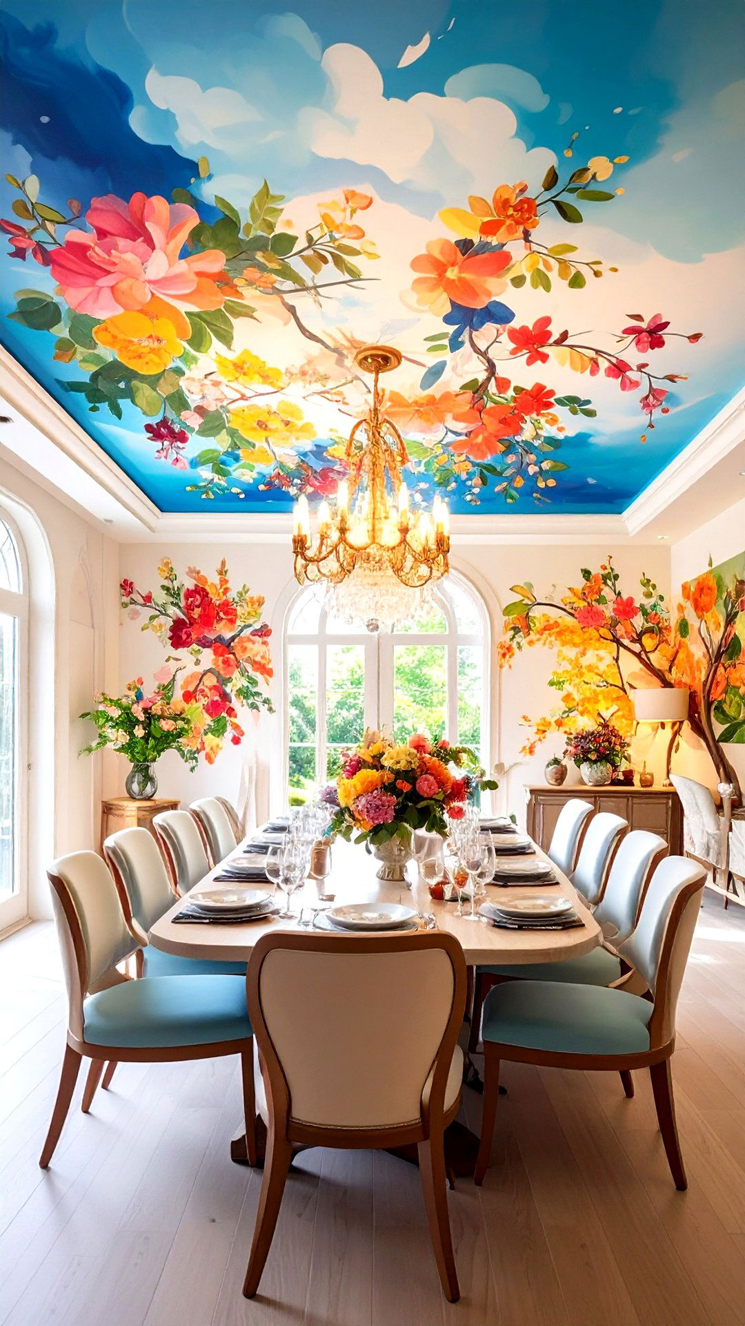 Hand Painted Mural Accent Ceiling Tells a Story - 25 accent ceiling ideas