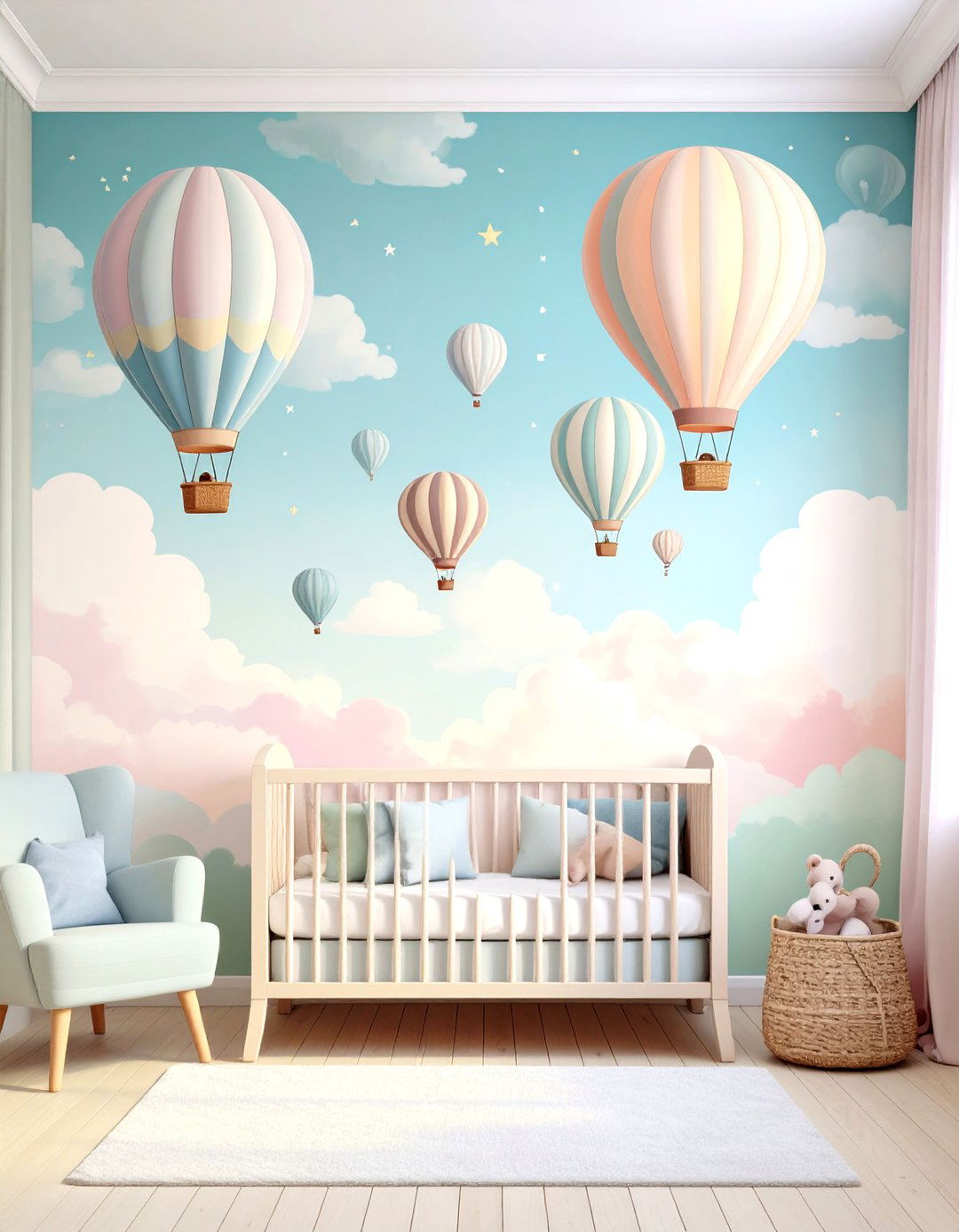 Hand Painted Mural Accent Wall - 25 nursery accent wall ideas