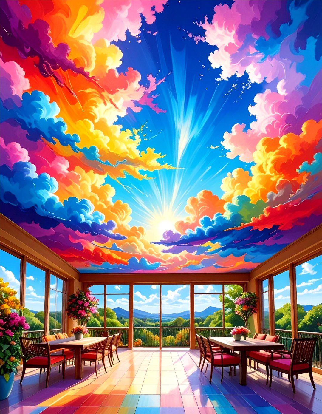 Hand Painted Mural Patio Ceiling - 25 patio ceiling ideas