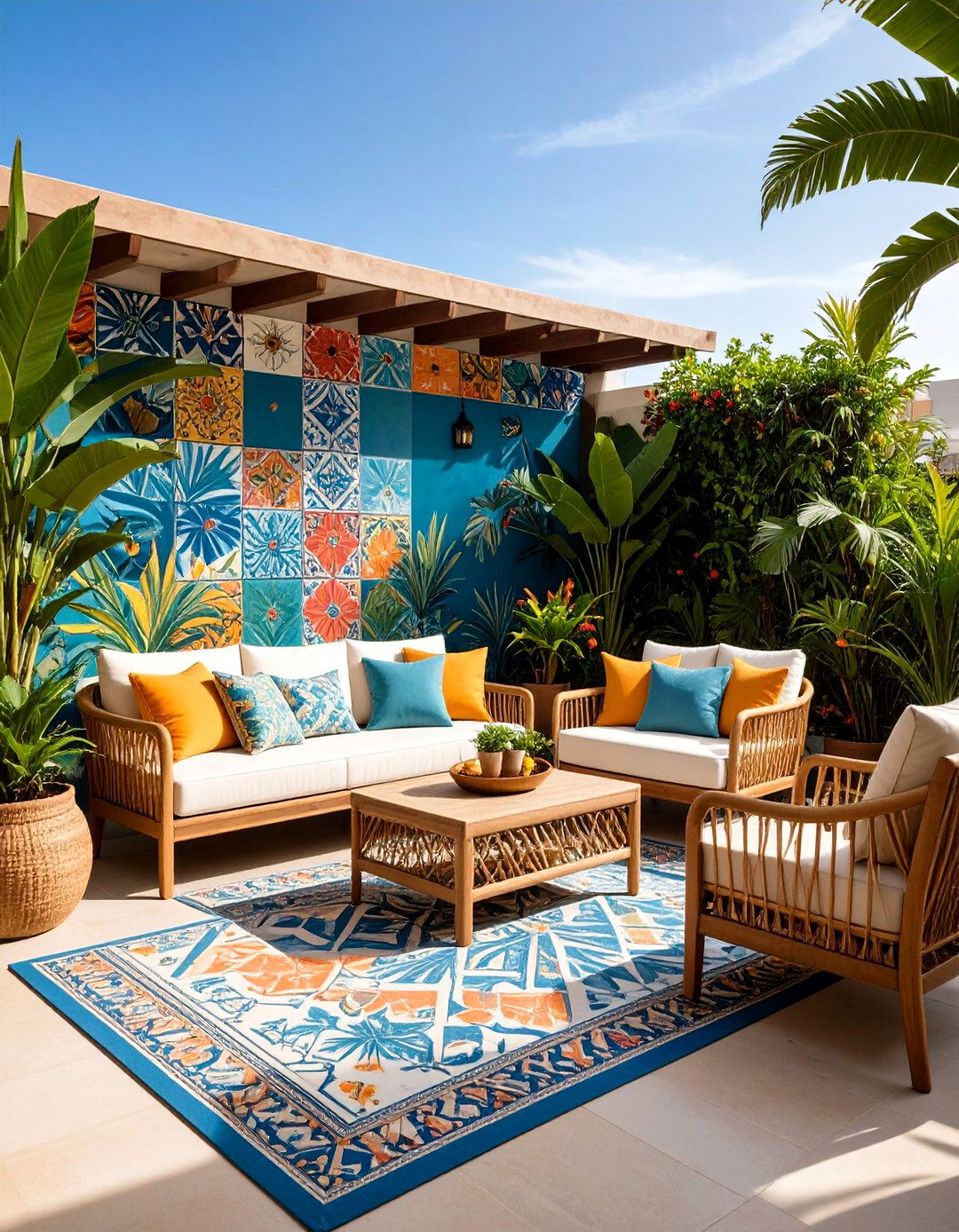 Hand Painted Patio Mural or Stencil - 25 patio decor ideas