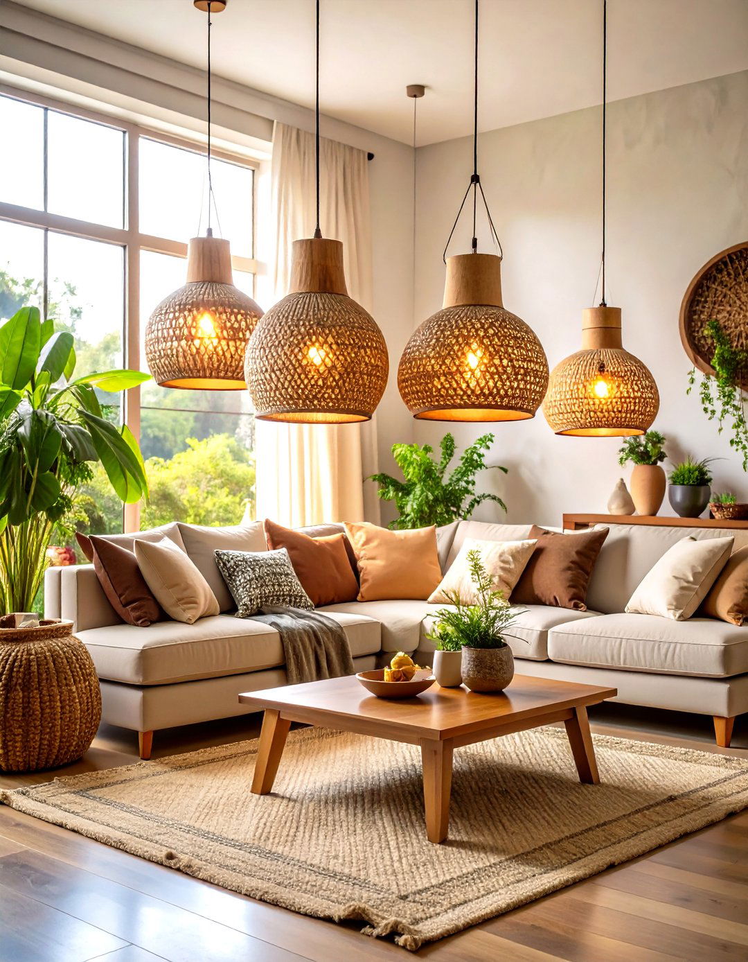 Hand Thrown Ceramic Pendants for Sculptural Lighting - 25 organic modern living room design ideas