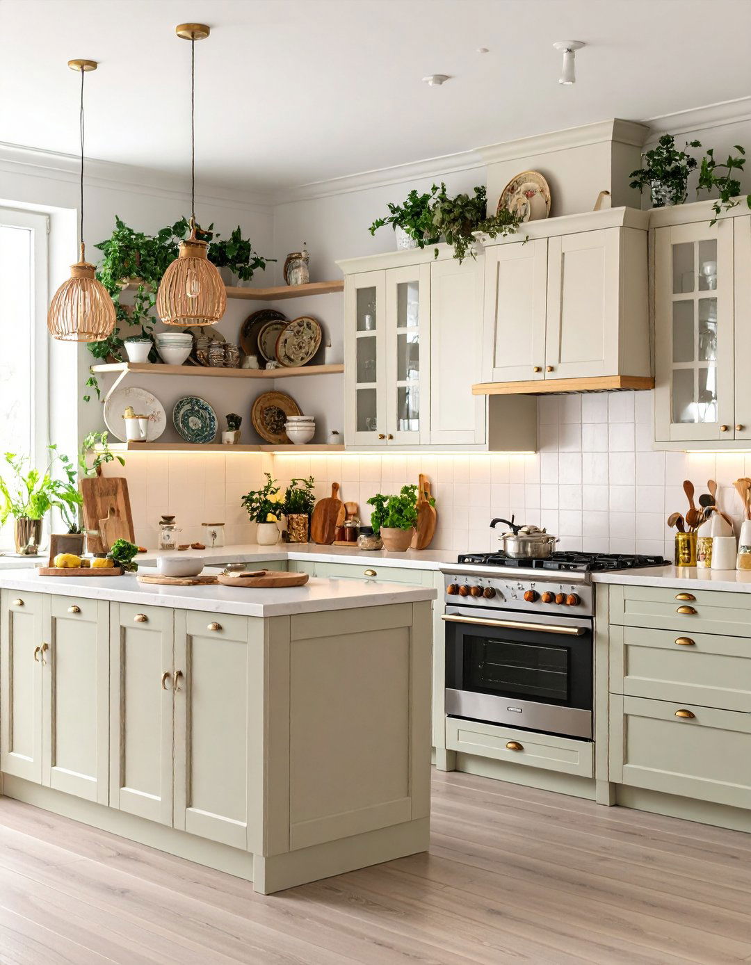 Hang Artwork or Plate Galleries Above Upper Cabinets - 25 one wall kitchen ideas