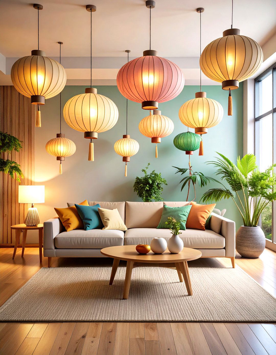 Hang Sculptural Paper Lanterns for Ambient Glow - 25 organic modern interior design ideas