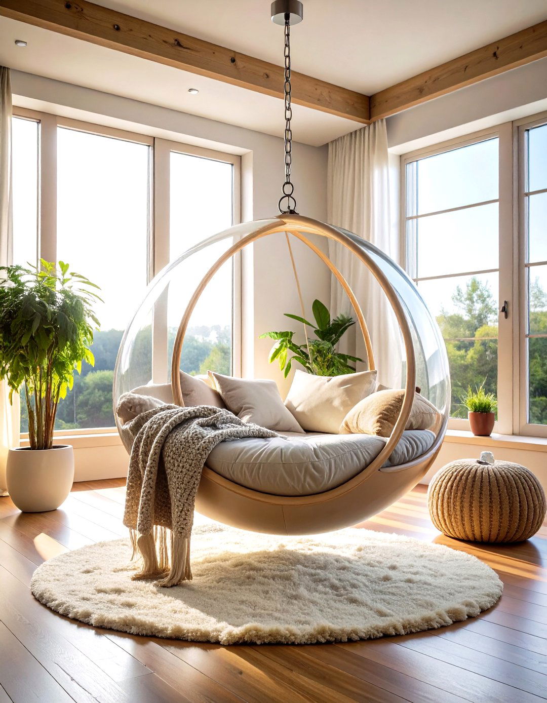 Hanging Egg Chair for Playful Float - 25 70s bedroom decor ideas